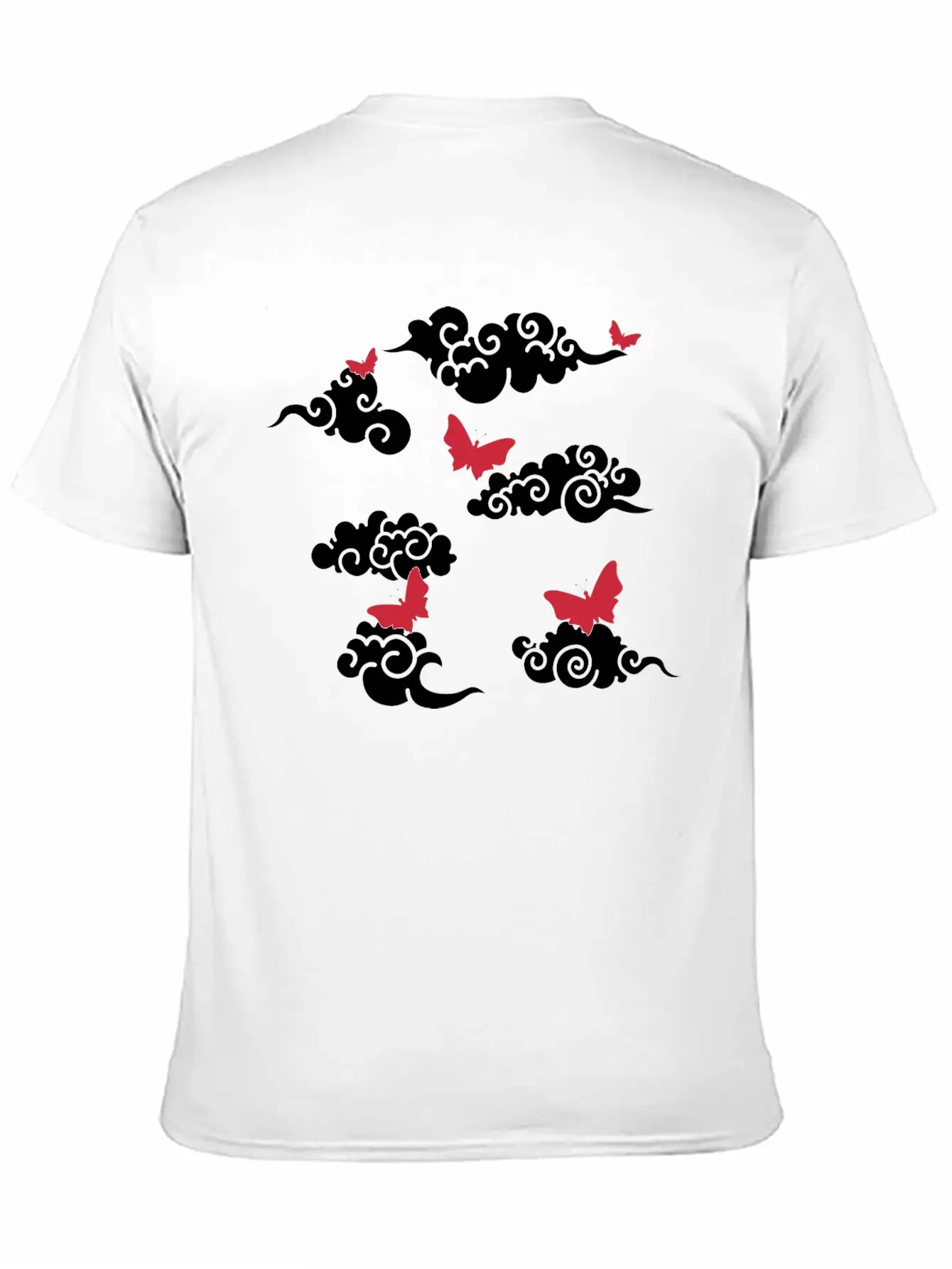 Japanese Wind Clouds And Buterflies Unisex Casual T-Shirt – Clean Design For Daily Comfort