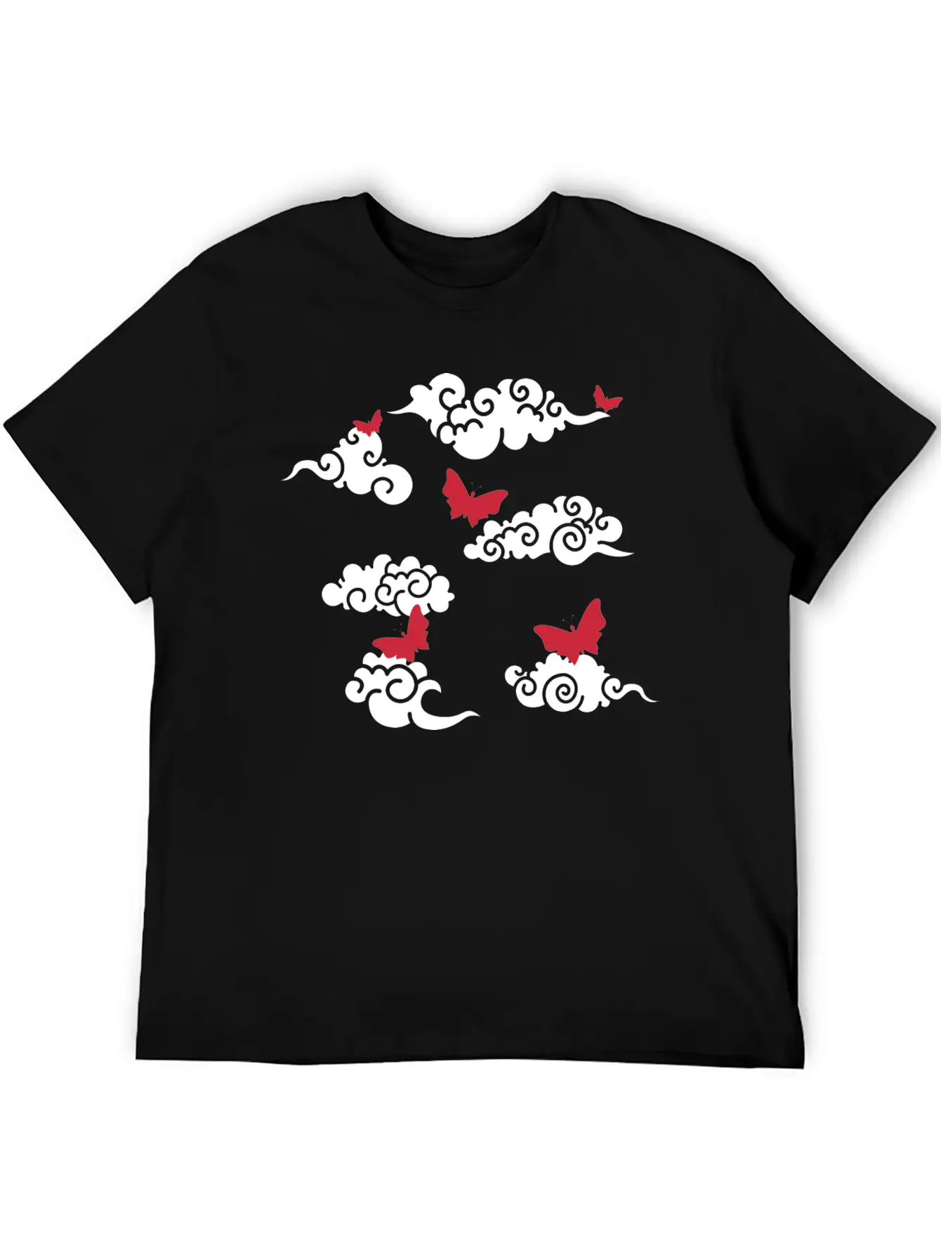 Japanese Wind Clouds And Buterflies Unisex Casual T-Shirt – Clean Design For Daily Comfort