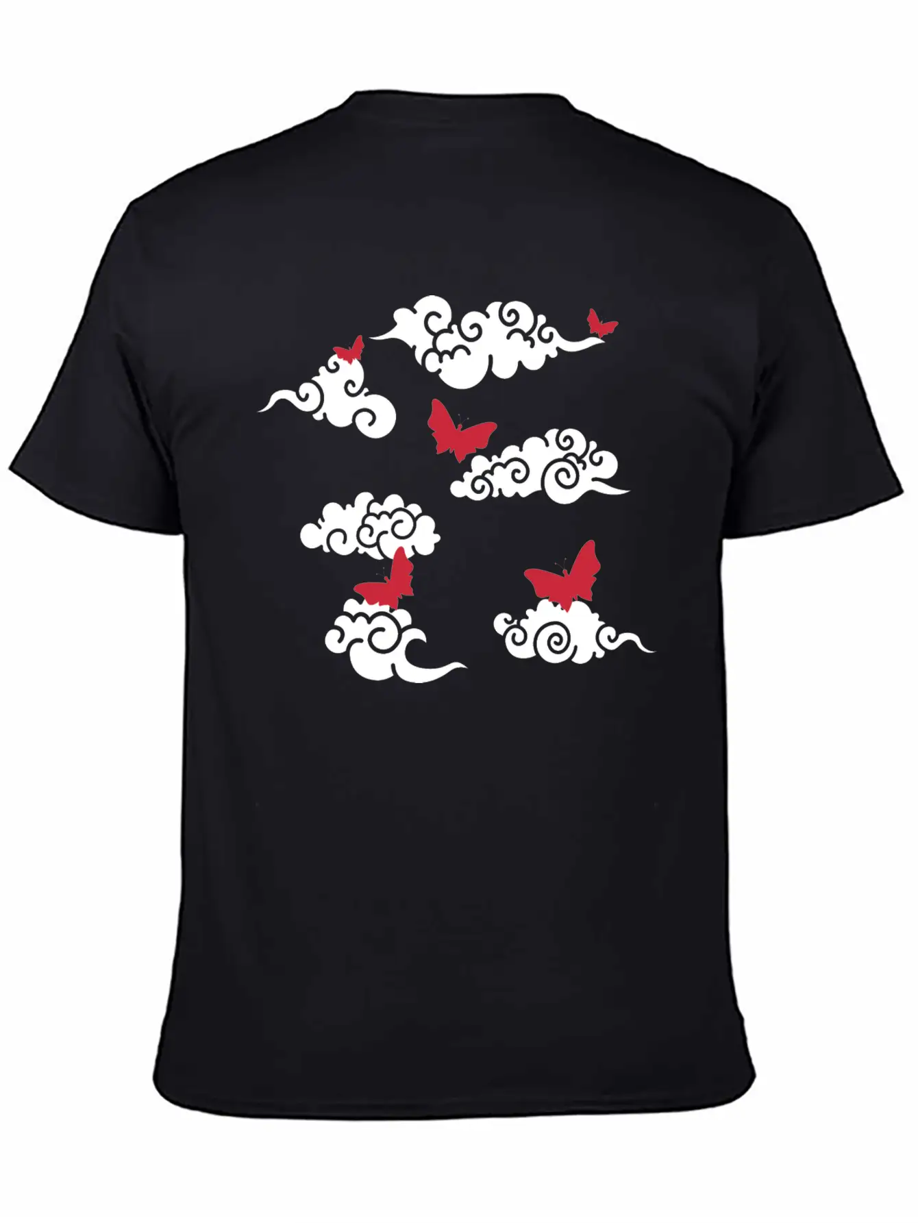 Japanese Wind Clouds And Buterflies Unisex Casual T-Shirt – Clean Design For Daily Comfort