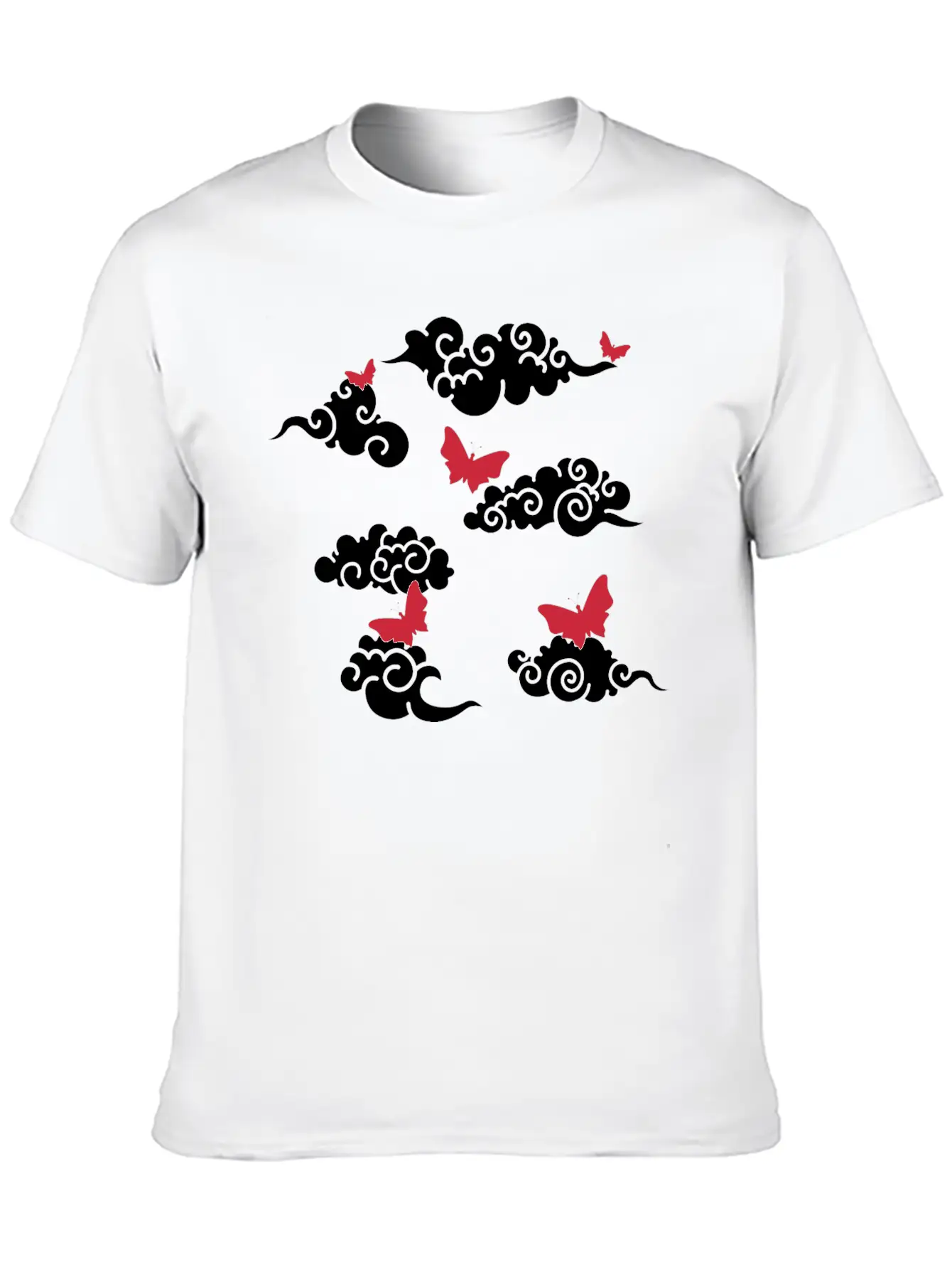Japanese Wind Clouds And Buterflies Unisex Casual T-Shirt – Clean Design For Daily Comfort