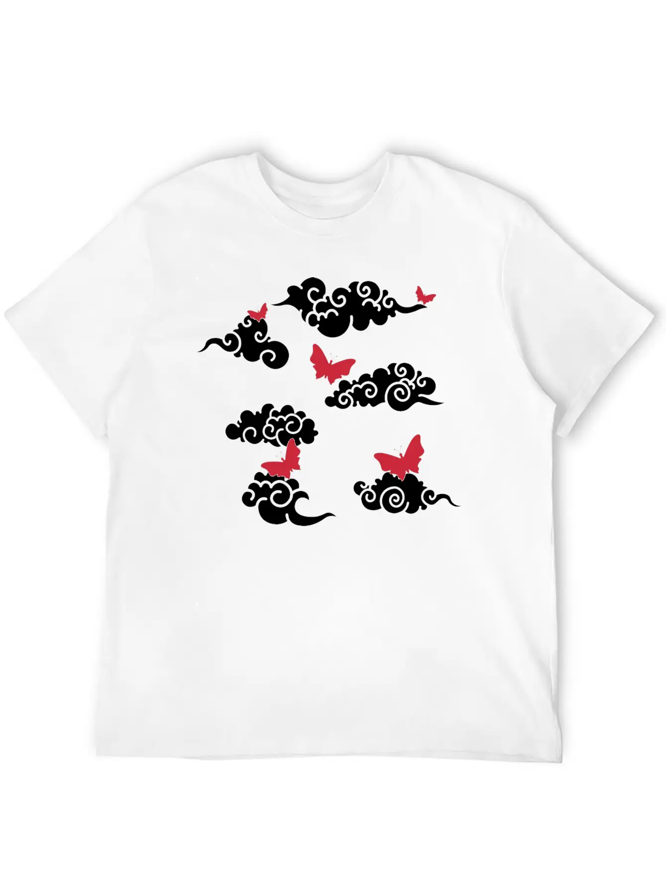 Japanese Wind Clouds And Buterflies Unisex Casual T-Shirt – Clean Design For Daily Comfort