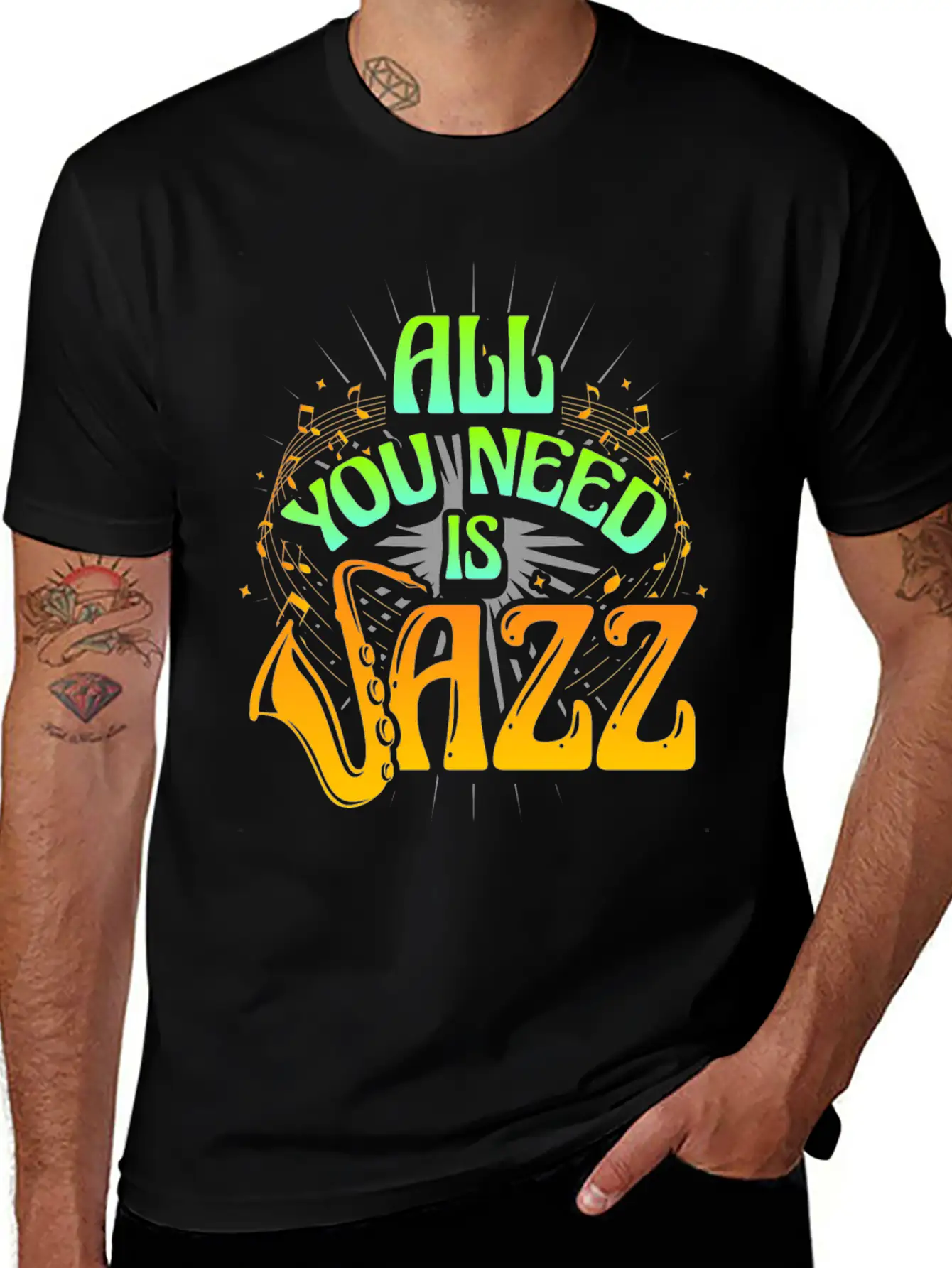 Jazz Music Instrument Saxophone Unisex Short Sleeve Soft Cotton T-Shirt – Casual Everyday Wear
