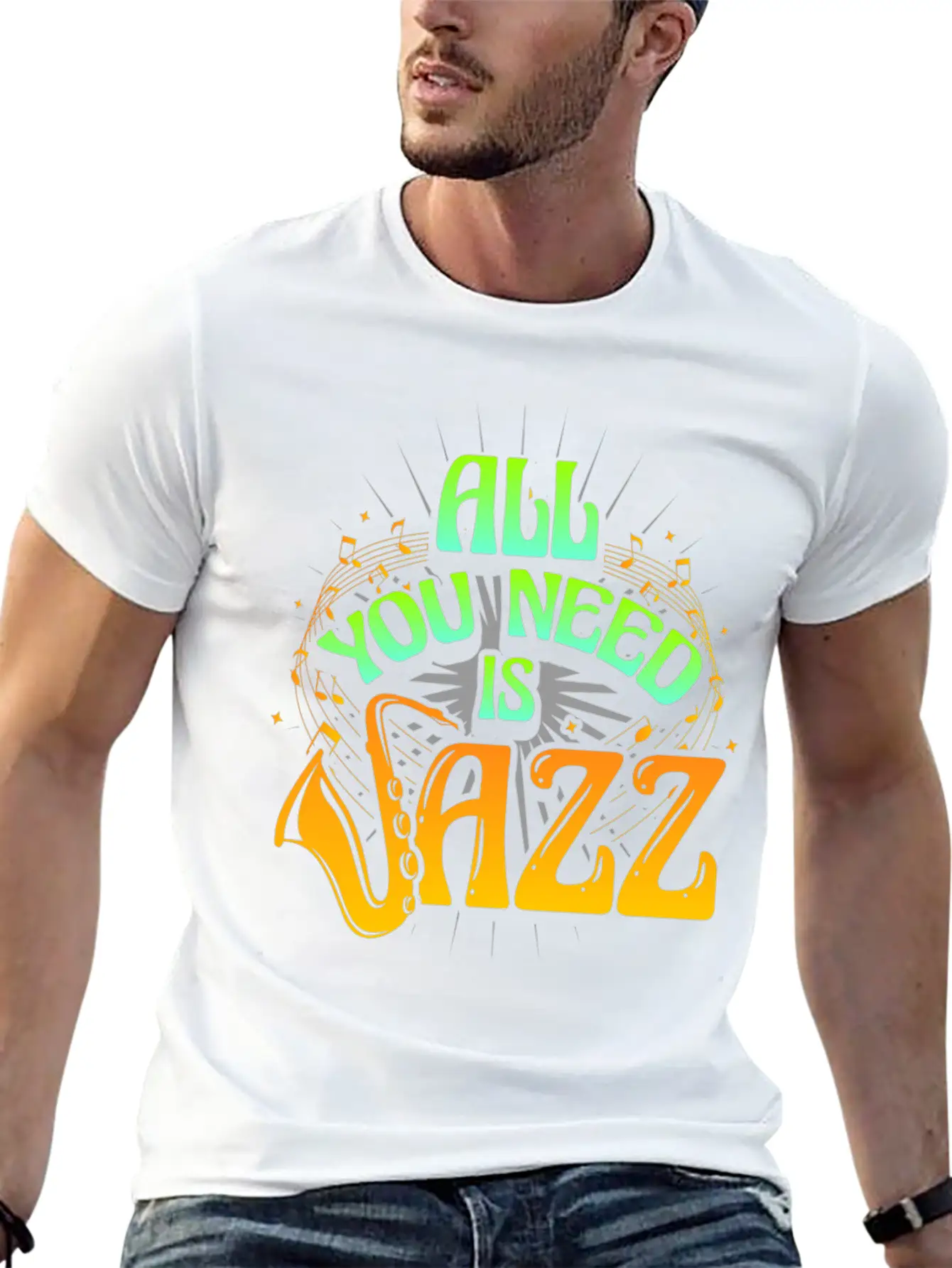 Jazz Music Instrument Saxophone Unisex Short Sleeve Soft Cotton T-Shirt – Casual Everyday Wear
