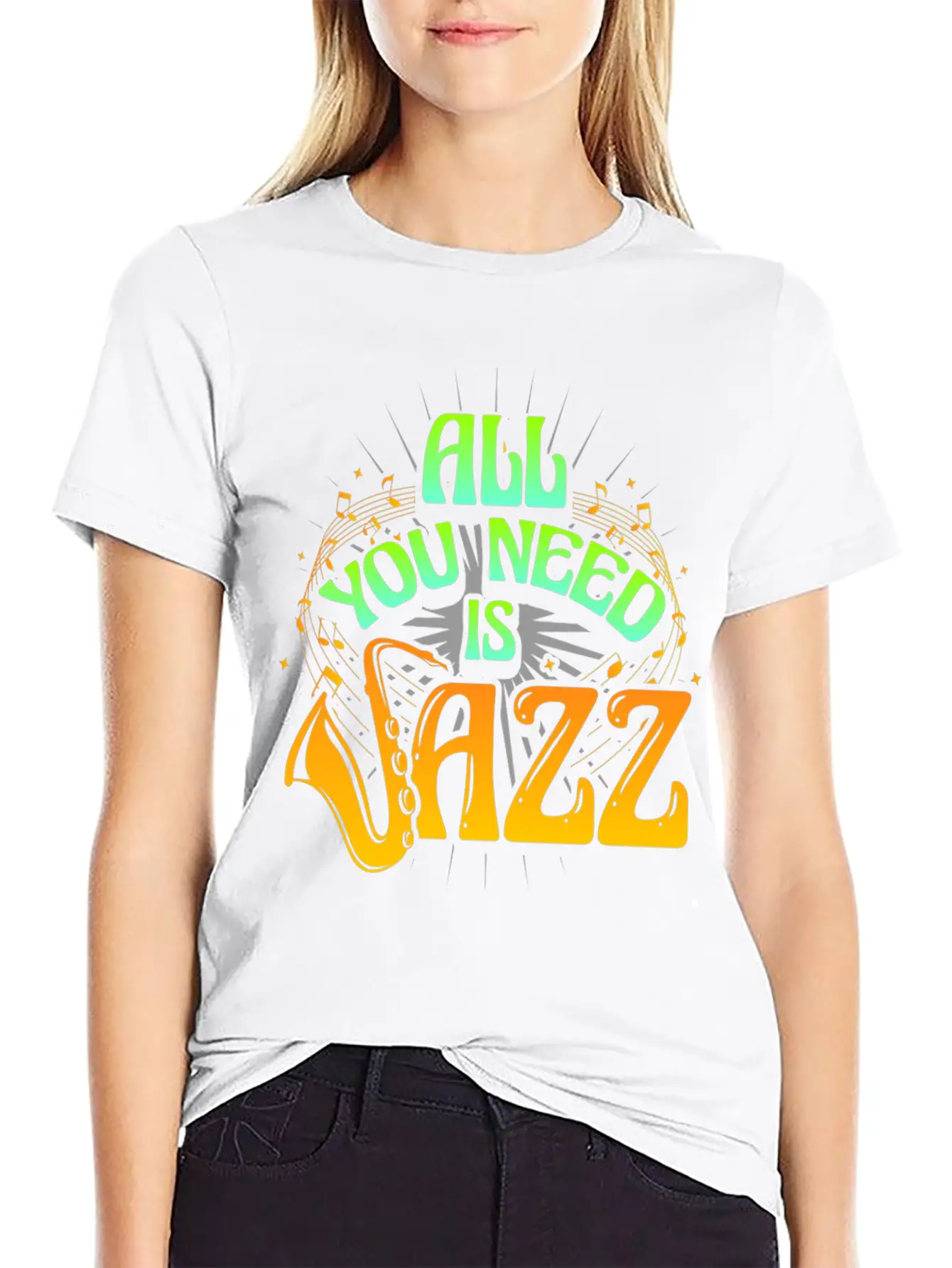 Jazz Music Instrument Saxophone Unisex Short Sleeve Soft Cotton T-Shirt – Casual Everyday Wear
