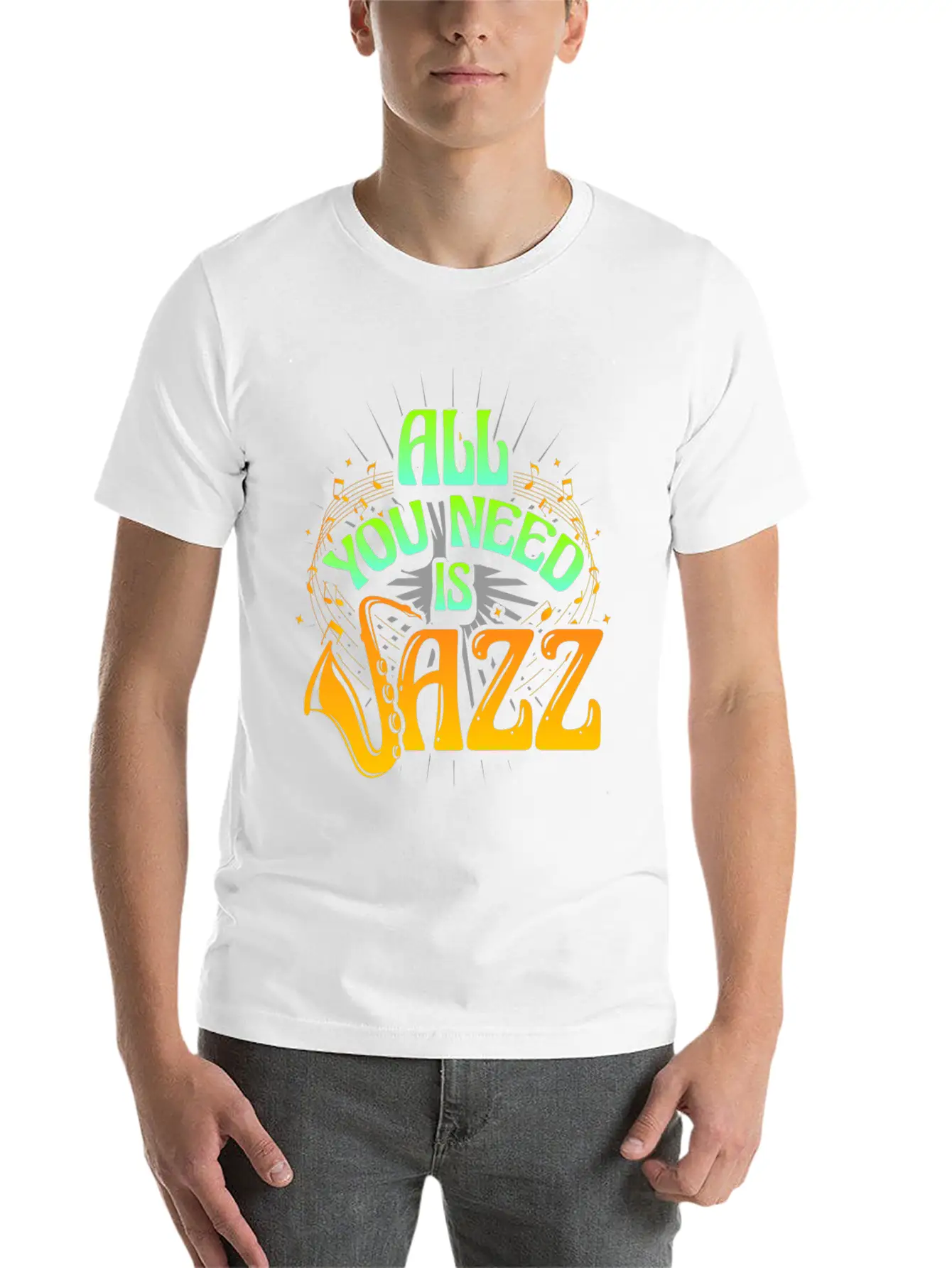 Jazz Music Instrument Saxophone Unisex Short Sleeve Soft Cotton T-Shirt – Casual Everyday Wear