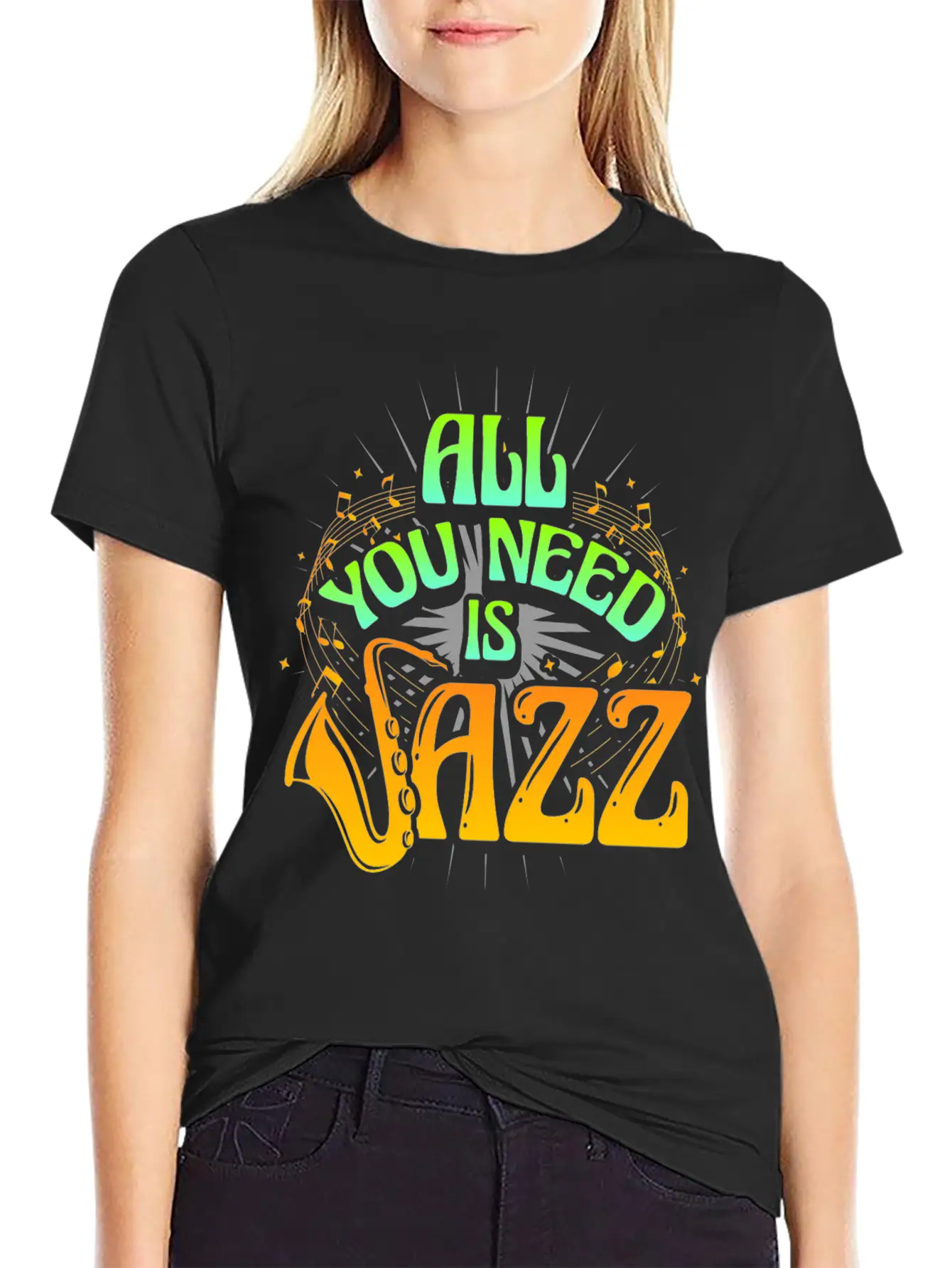 Jazz Music Instrument Saxophone Unisex Short Sleeve Soft Cotton T-Shirt – Casual Everyday Wear