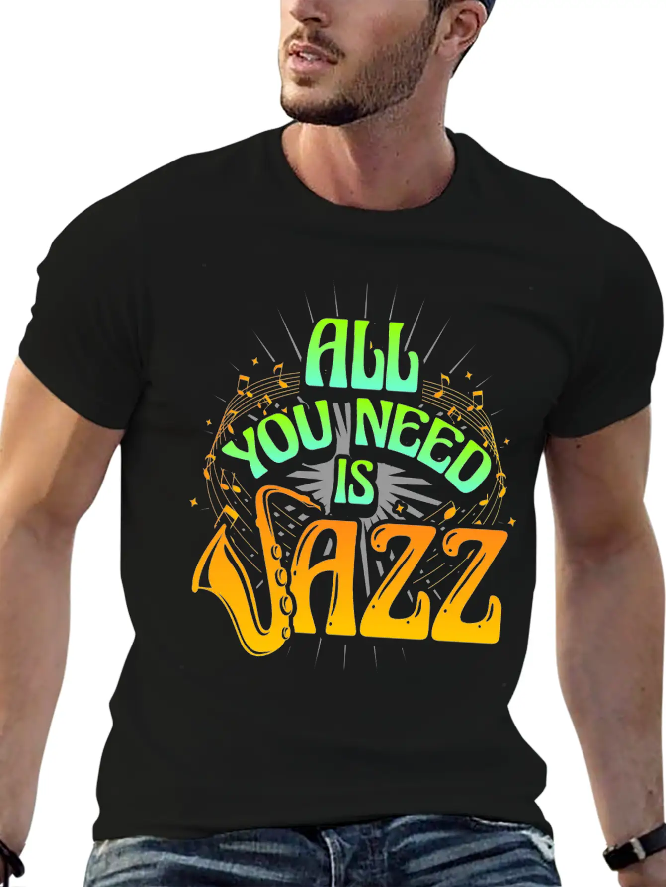Jazz Music Instrument Saxophone Unisex Short Sleeve Soft Cotton T-Shirt – Casual Everyday Wear