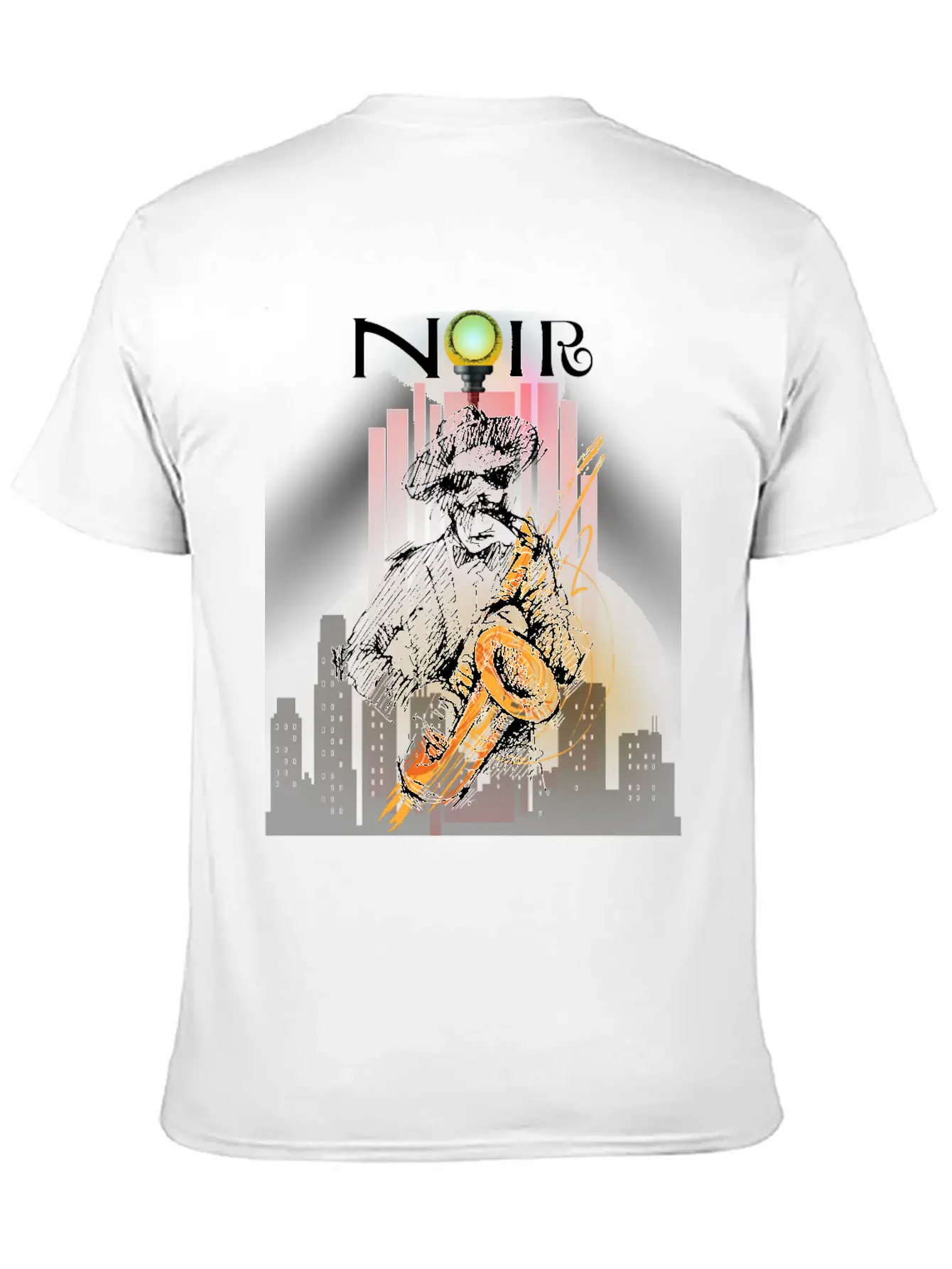 Jazz Noir City Night Saxophonist Unisex Short Sleeve Soft Cotton T-Shirt – Casual Everyday Wear
