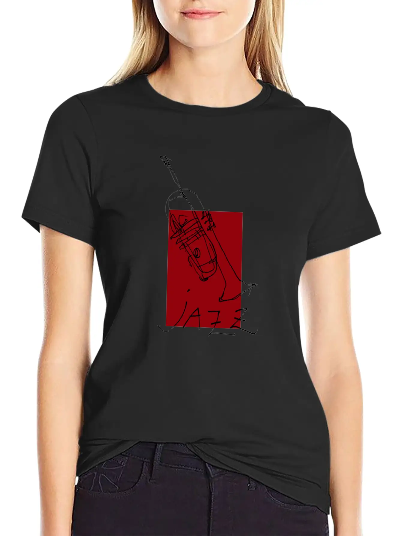 Jazz Trumpet Black 1 Basic Graphic T-Shirt – Daily Comfort In Soft Cotton
