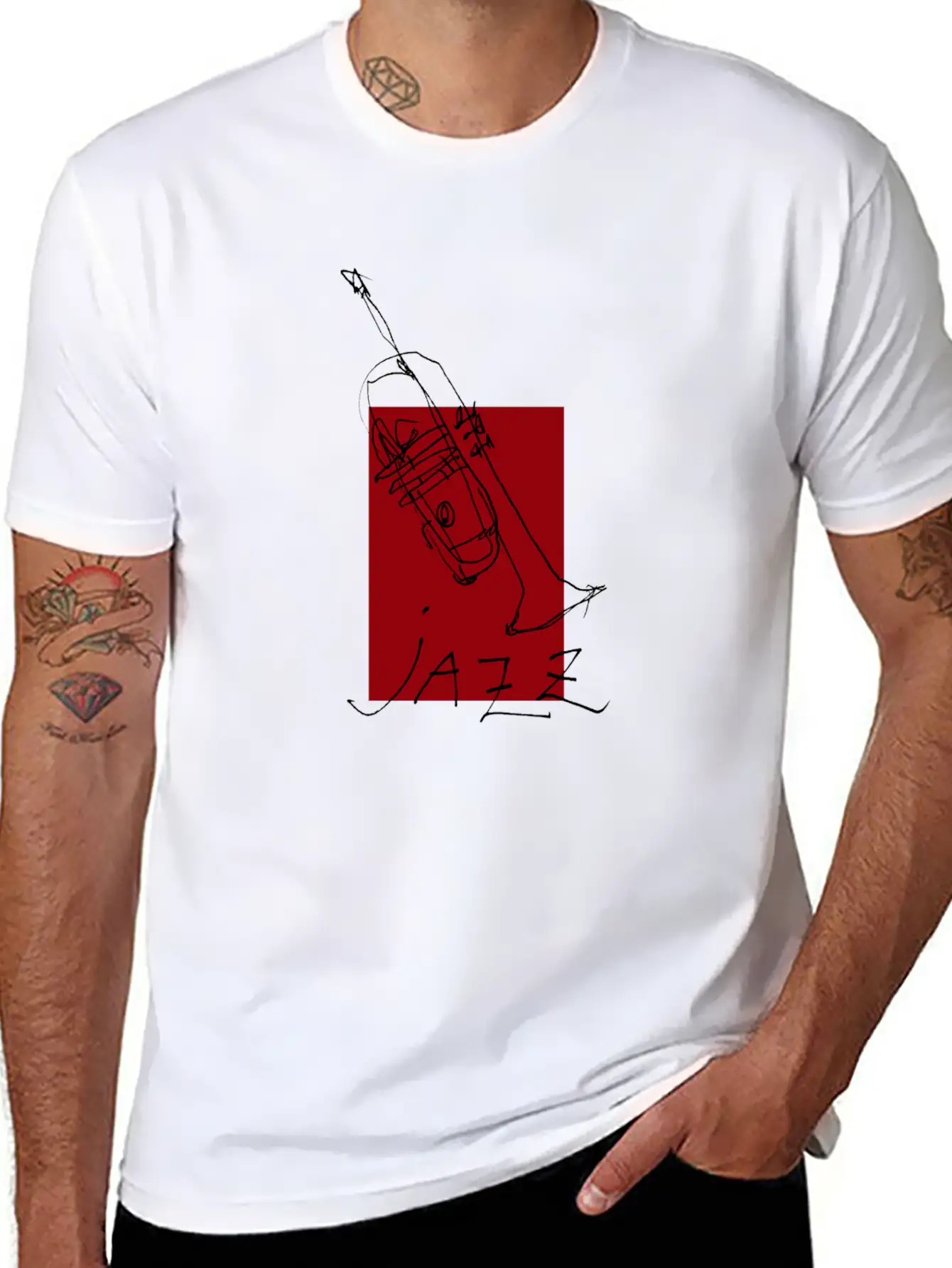 Jazz Trumpet Black 1 Basic Graphic T-Shirt – Daily Comfort In Soft Cotton