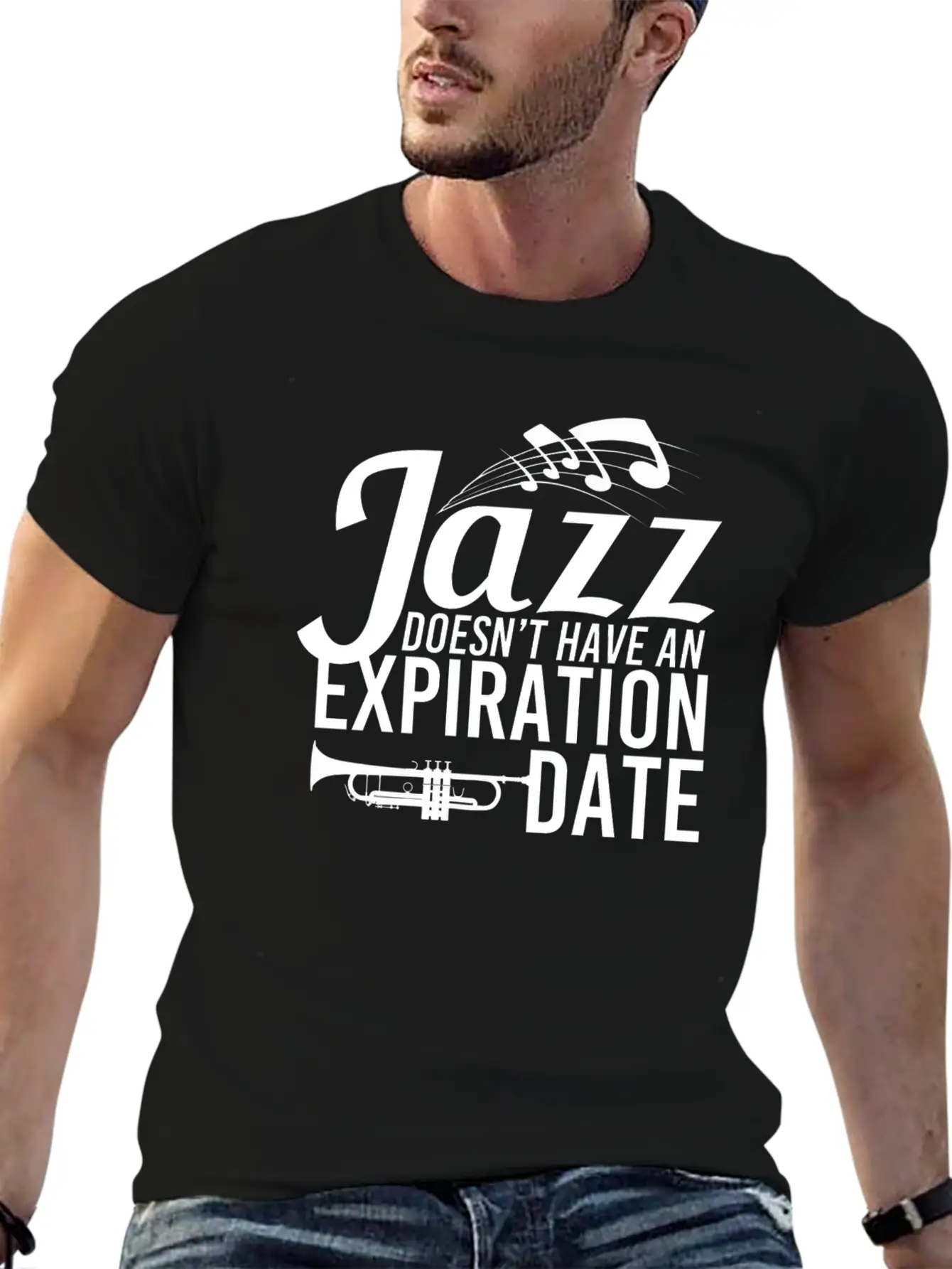 Jazz - Trumpet - Saxophone - Music - I Love Jazz Stylish Everyday T-Shirt – Unisex Basic Cotton Tee