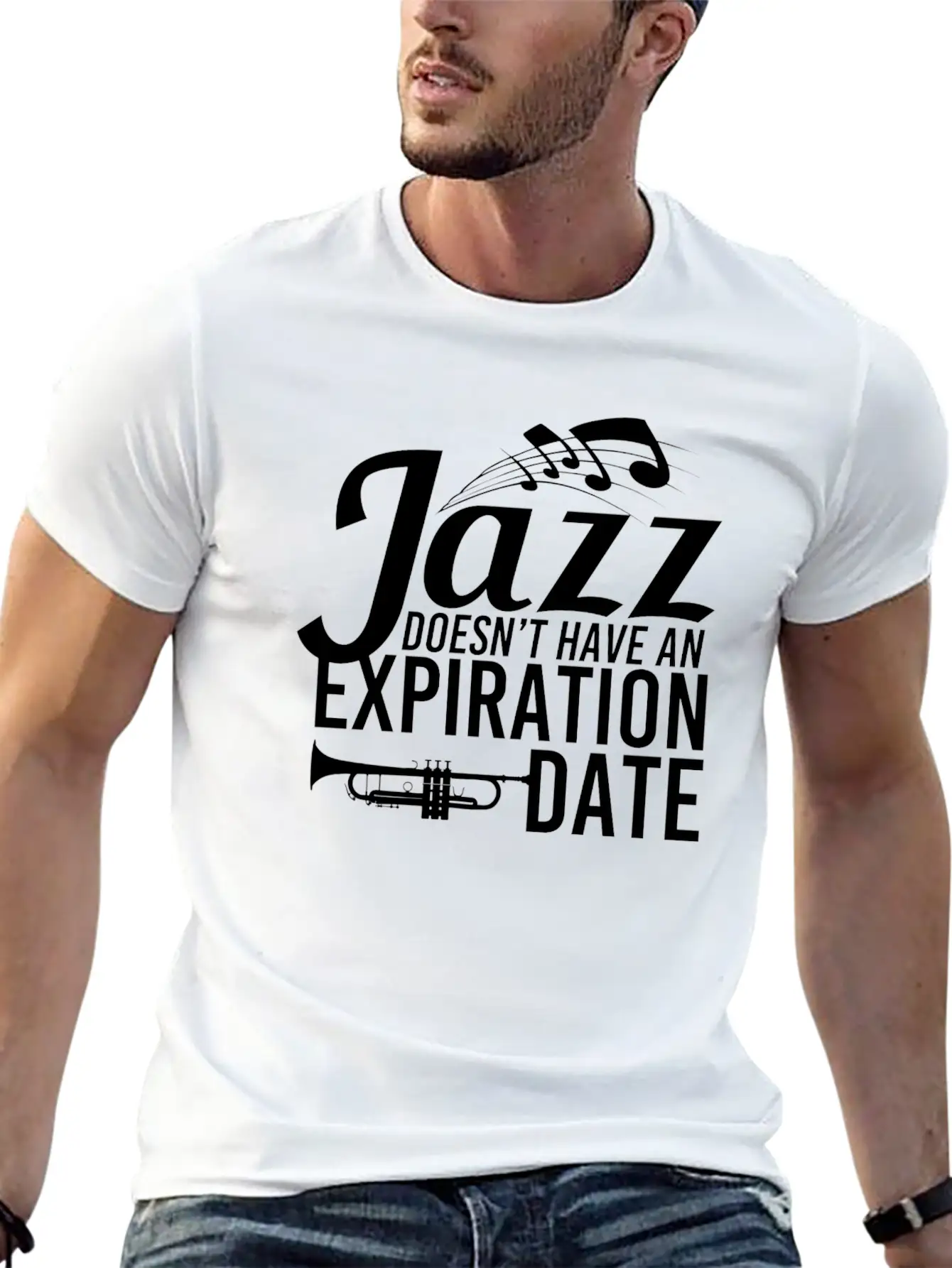 Jazz - Trumpet - Saxophone - Music - I Love Jazz Stylish Everyday T-Shirt – Unisex Basic Cotton Tee