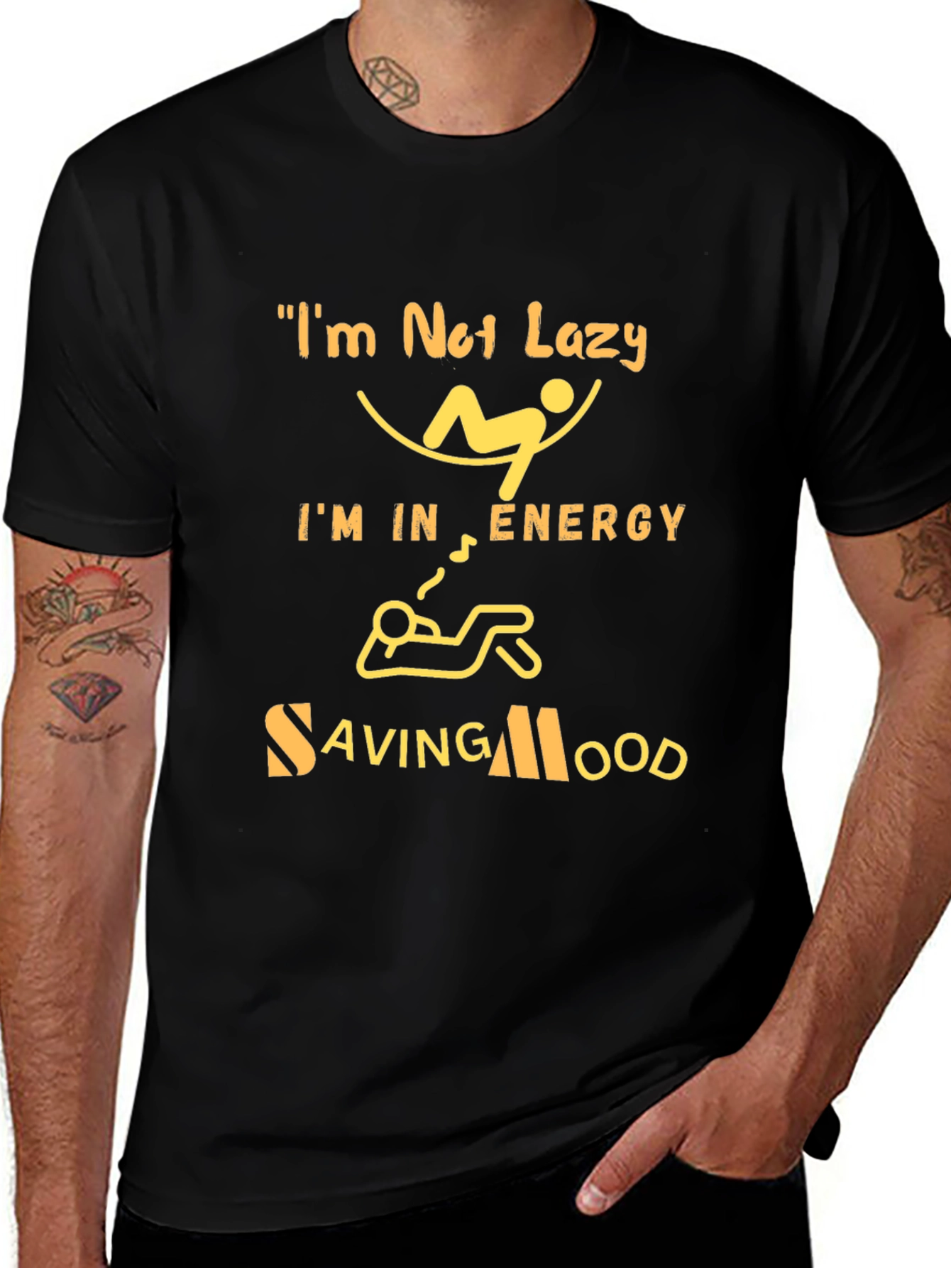 Energy Saving Mood Graphic Tee - Black