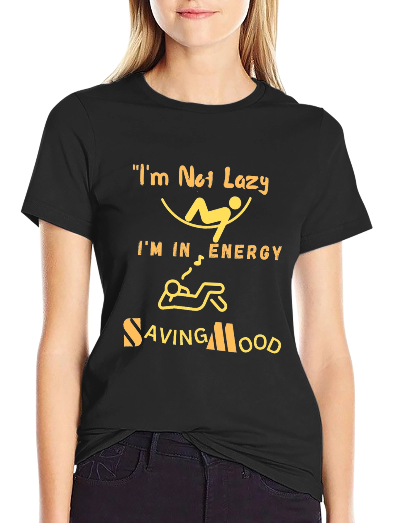 Energy Saving Mood Graphic Tee - Black