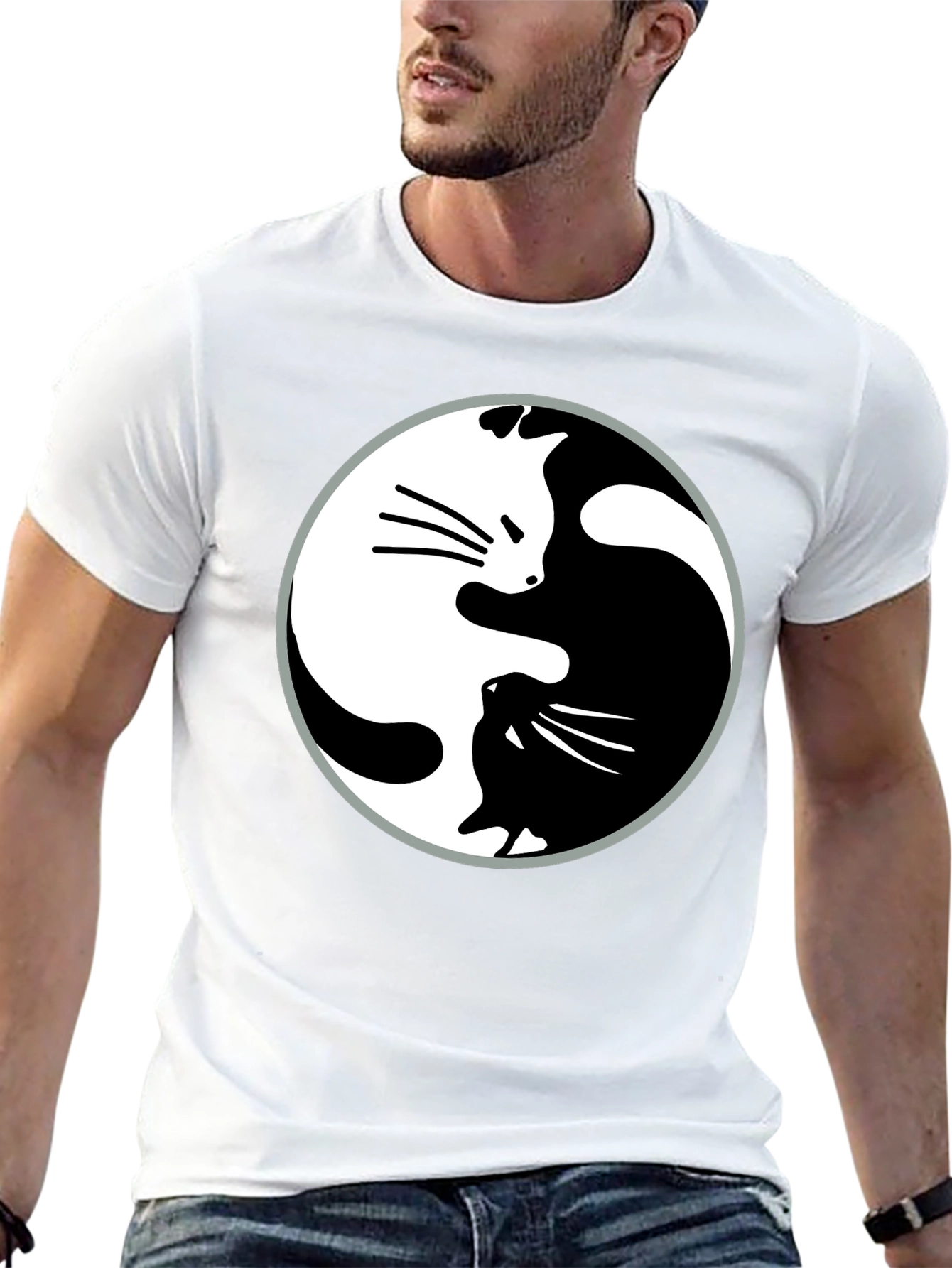 Yin Yang Cats Graphic T-Shirt - Harmony & Balance