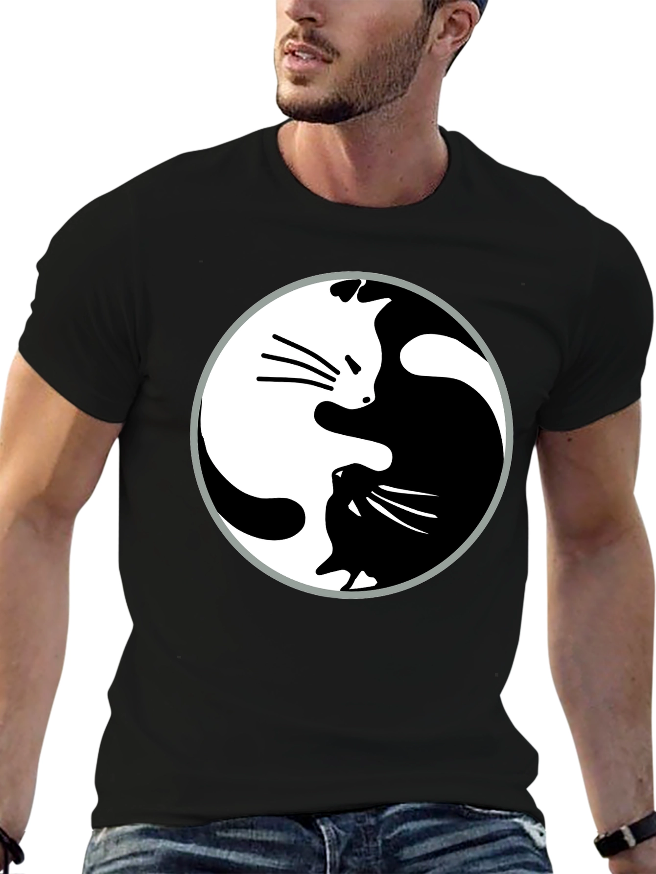 Yin Yang Cats Graphic T-Shirt - Harmony & Balance