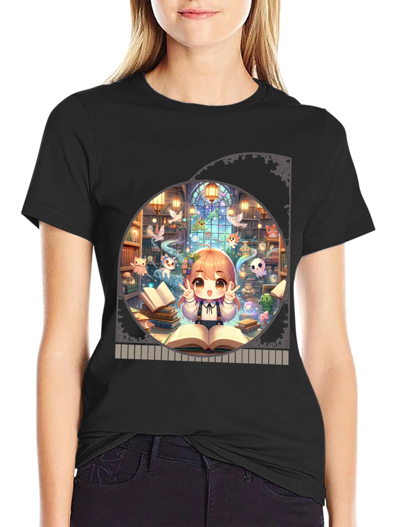 Anime Girl Reading T-Shirt - Kawaii Book Lover Tee