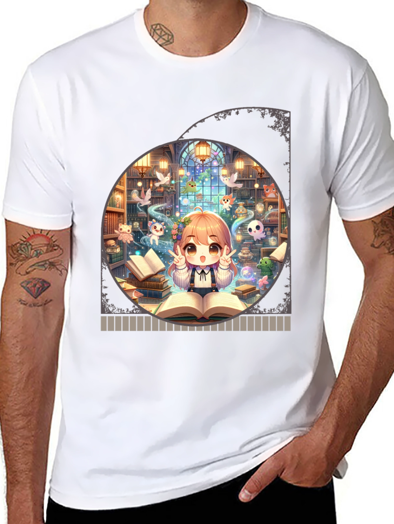 Anime Girl Reading T-Shirt - Kawaii Book Lover Tee