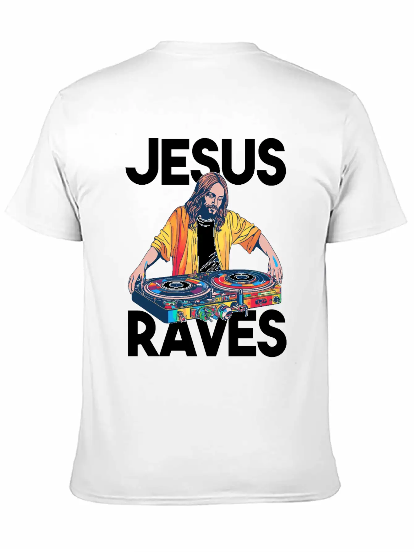 Jesus Raves DJ Rave Techno EDM Party Festival Basic Graphic T-Shirt – Daily Comfort In Soft Cotton