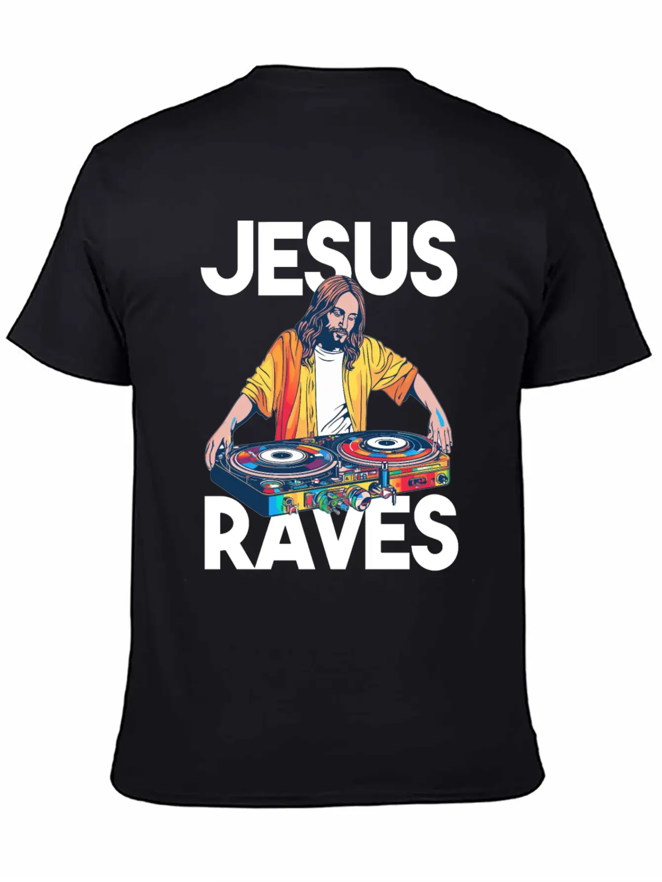 Jesus Raves DJ Rave Techno EDM Party Festival Basic Graphic T-Shirt – Daily Comfort In Soft Cotton