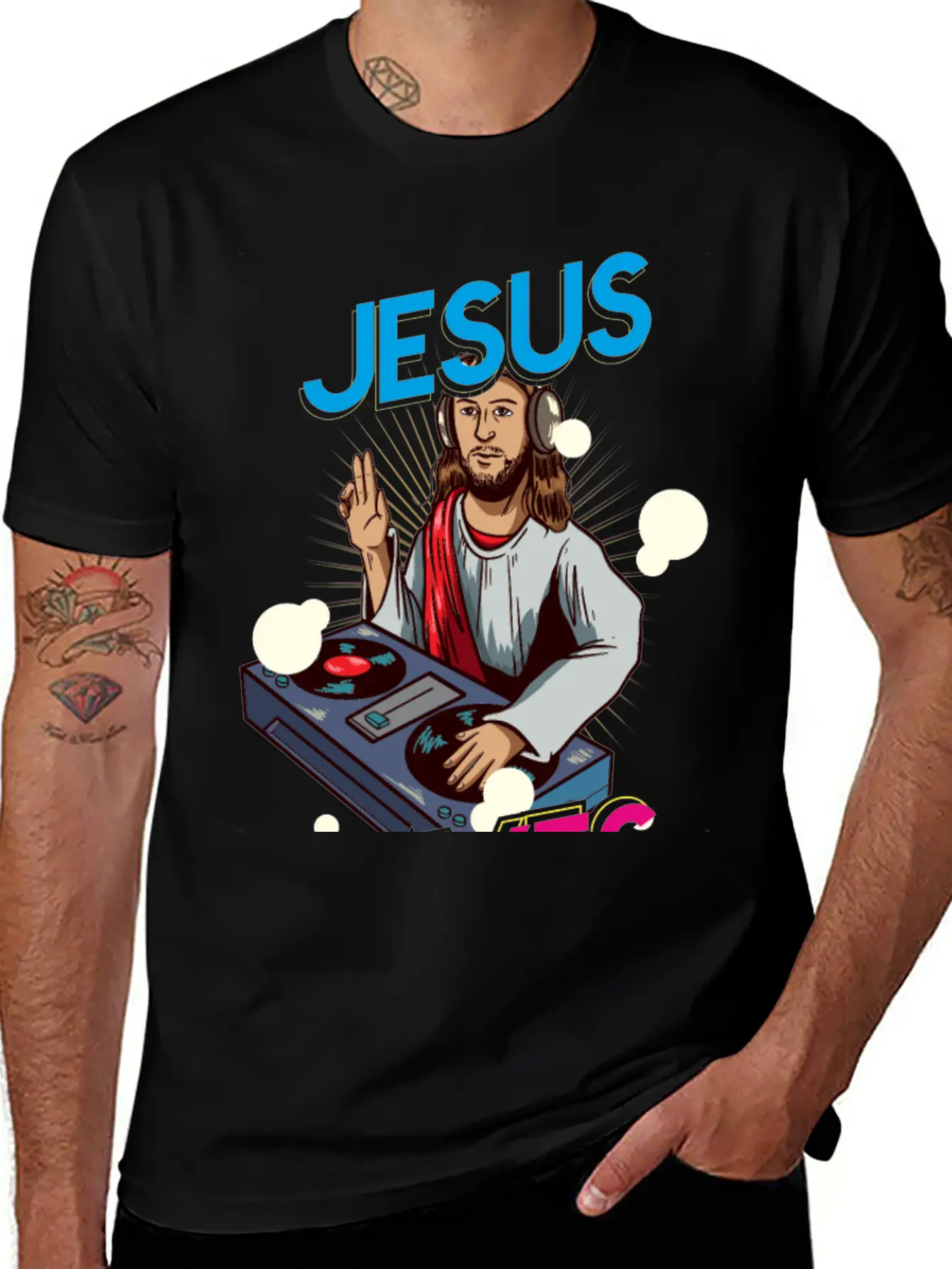 Jesus Raves Funny EDM Music Basic Graphic T-Shirt – Daily Comfort In Soft Cotton