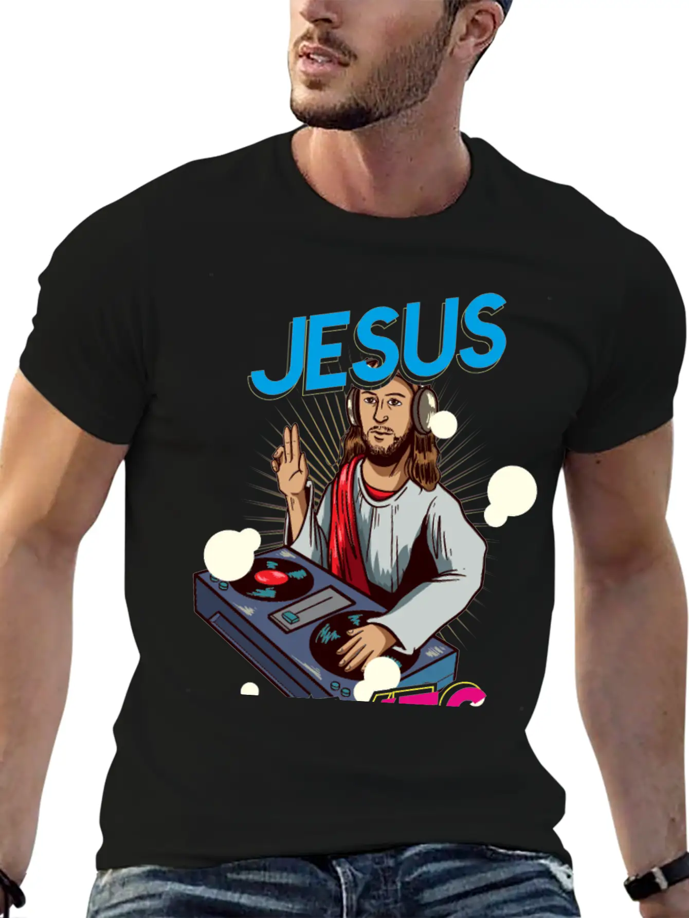 Jesus Raves Funny EDM Music Basic Graphic T-Shirt – Daily Comfort In Soft Cotton