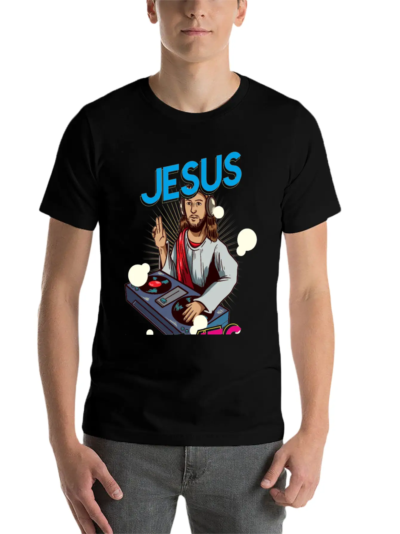Jesus Raves Funny EDM Music Basic Graphic T-Shirt – Daily Comfort In Soft Cotton