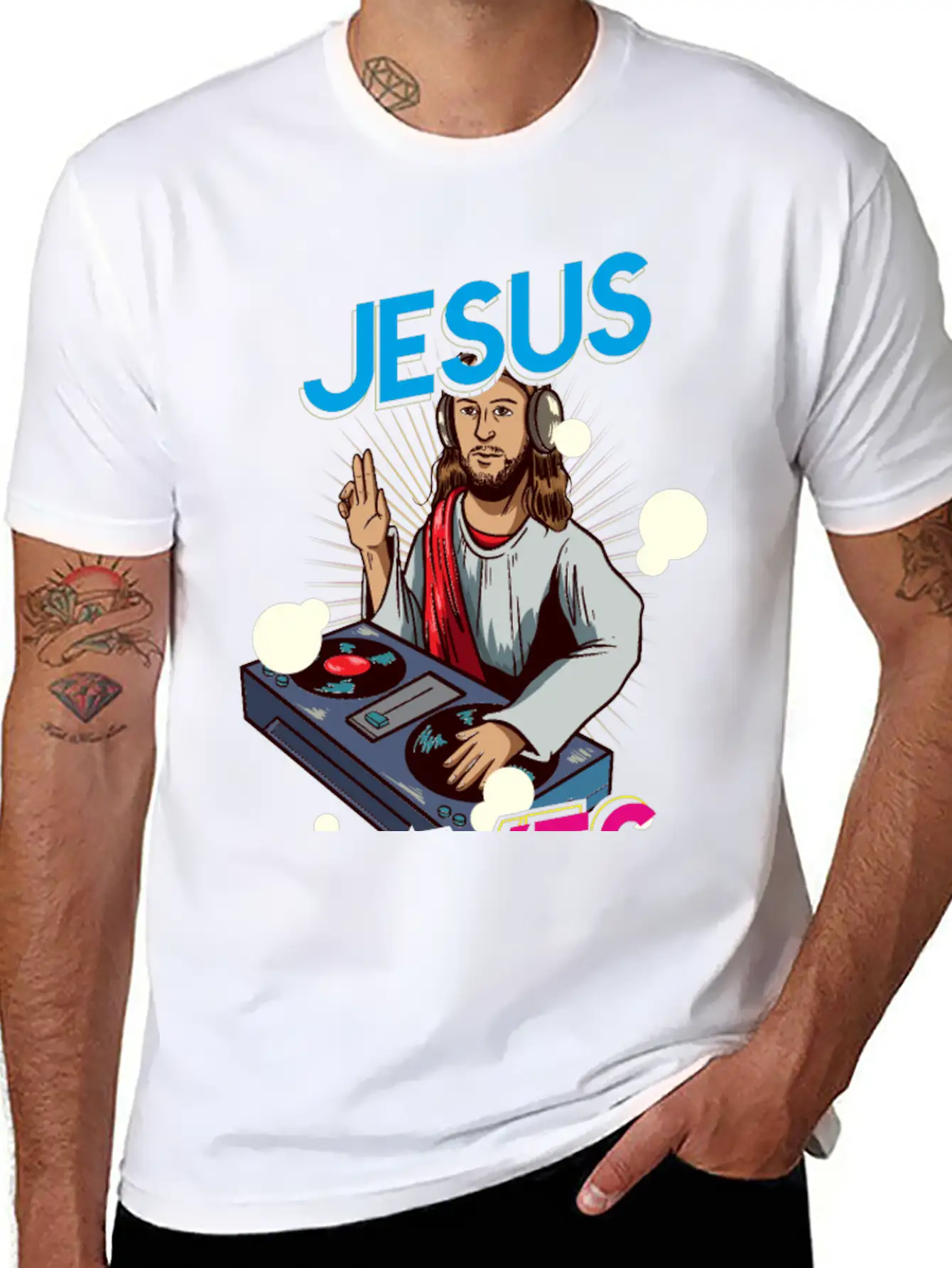 Jesus Raves Funny EDM Music Basic Graphic T-Shirt – Daily Comfort In Soft Cotton