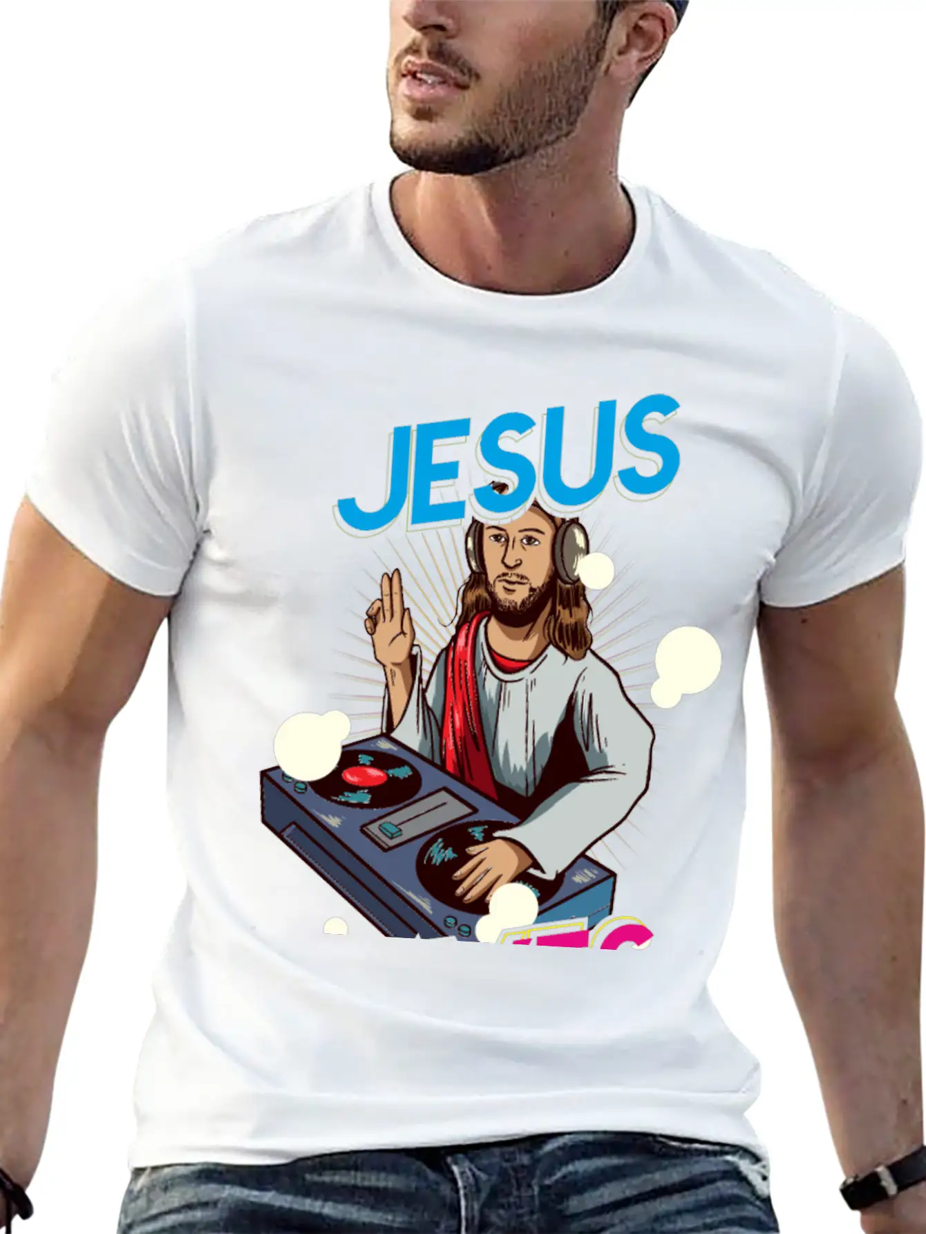 Jesus Raves Funny EDM Music Basic Graphic T-Shirt – Daily Comfort In Soft Cotton