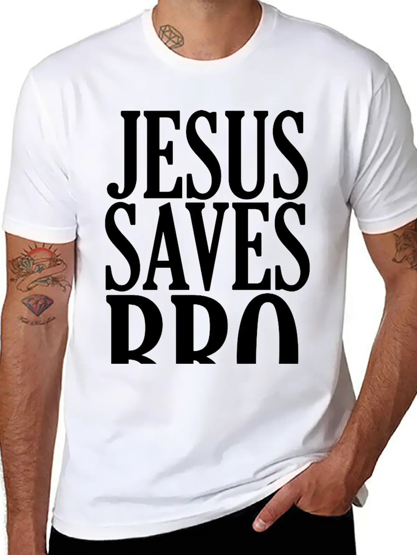 JESUS SAVES BRO Christian Gospel Christmas T-shirt Unisex Short Sleeve Soft Cotton T-Shirt – Casual Everyday Wear