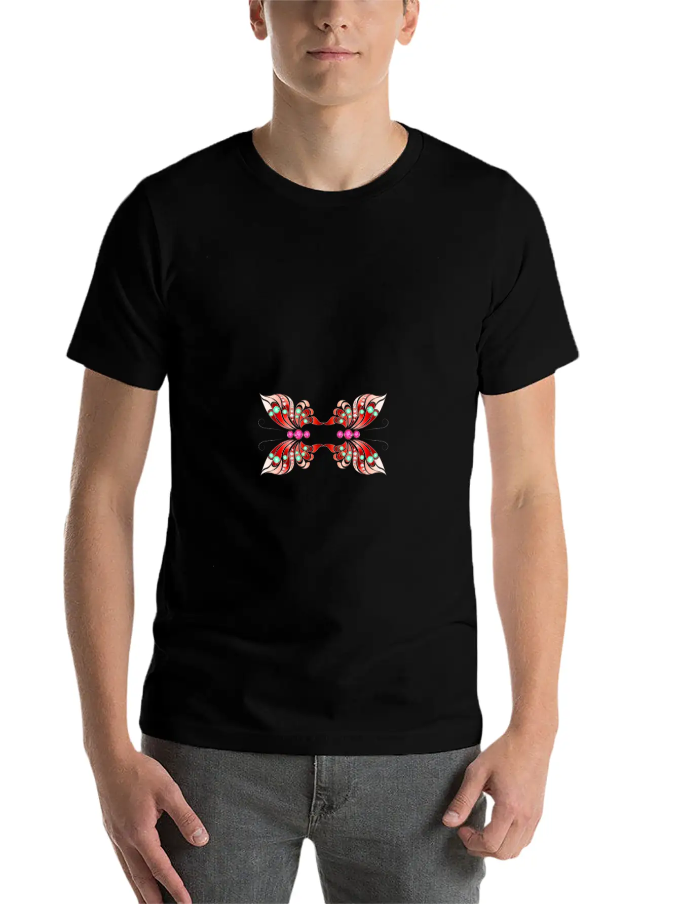 Jewelry Butterfly Red Shape Basic Graphic T-Shirt – Daily Comfort In Soft Cotton