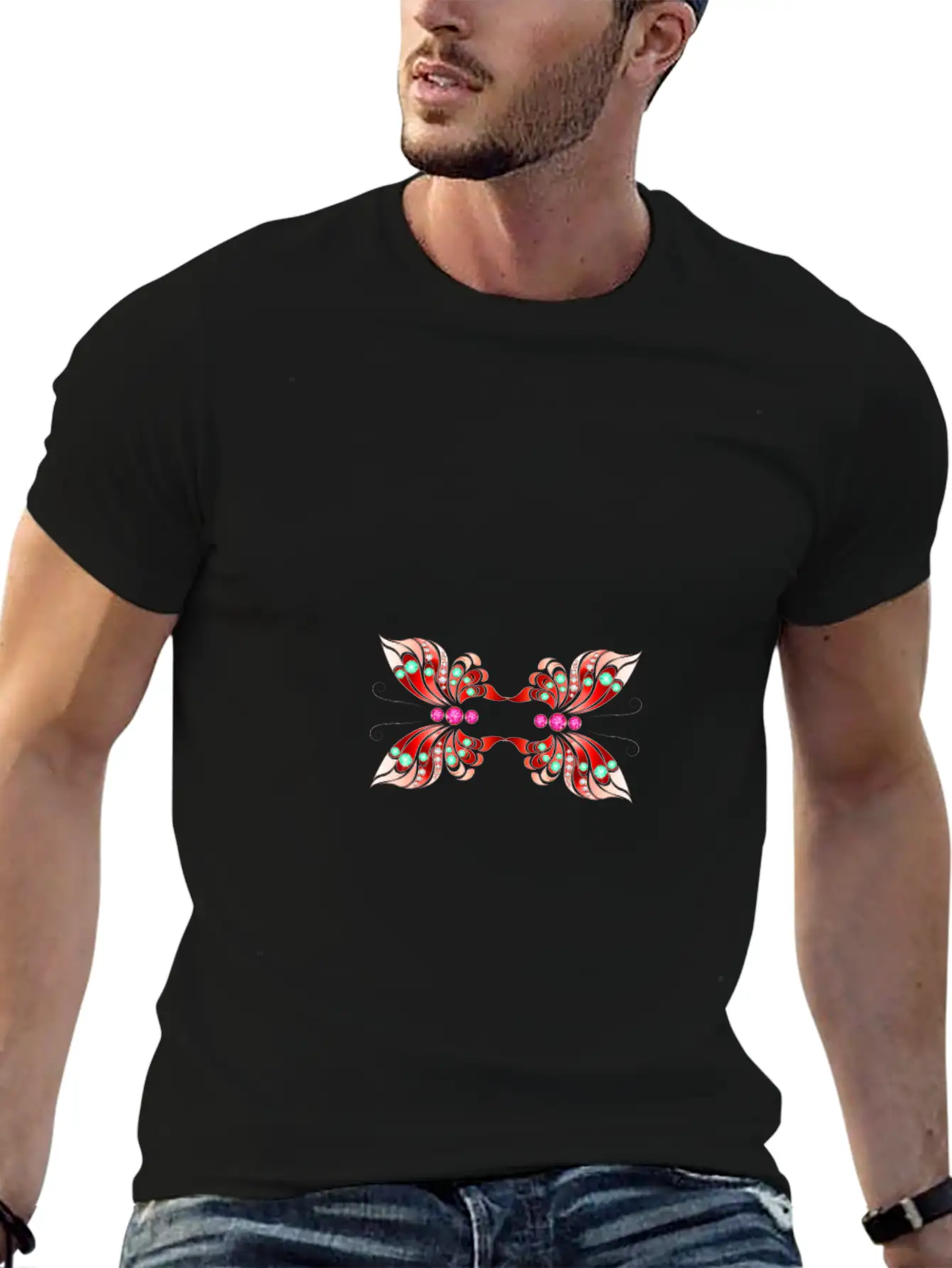 Jewelry Butterfly Red Shape Basic Graphic T-Shirt – Daily Comfort In Soft Cotton