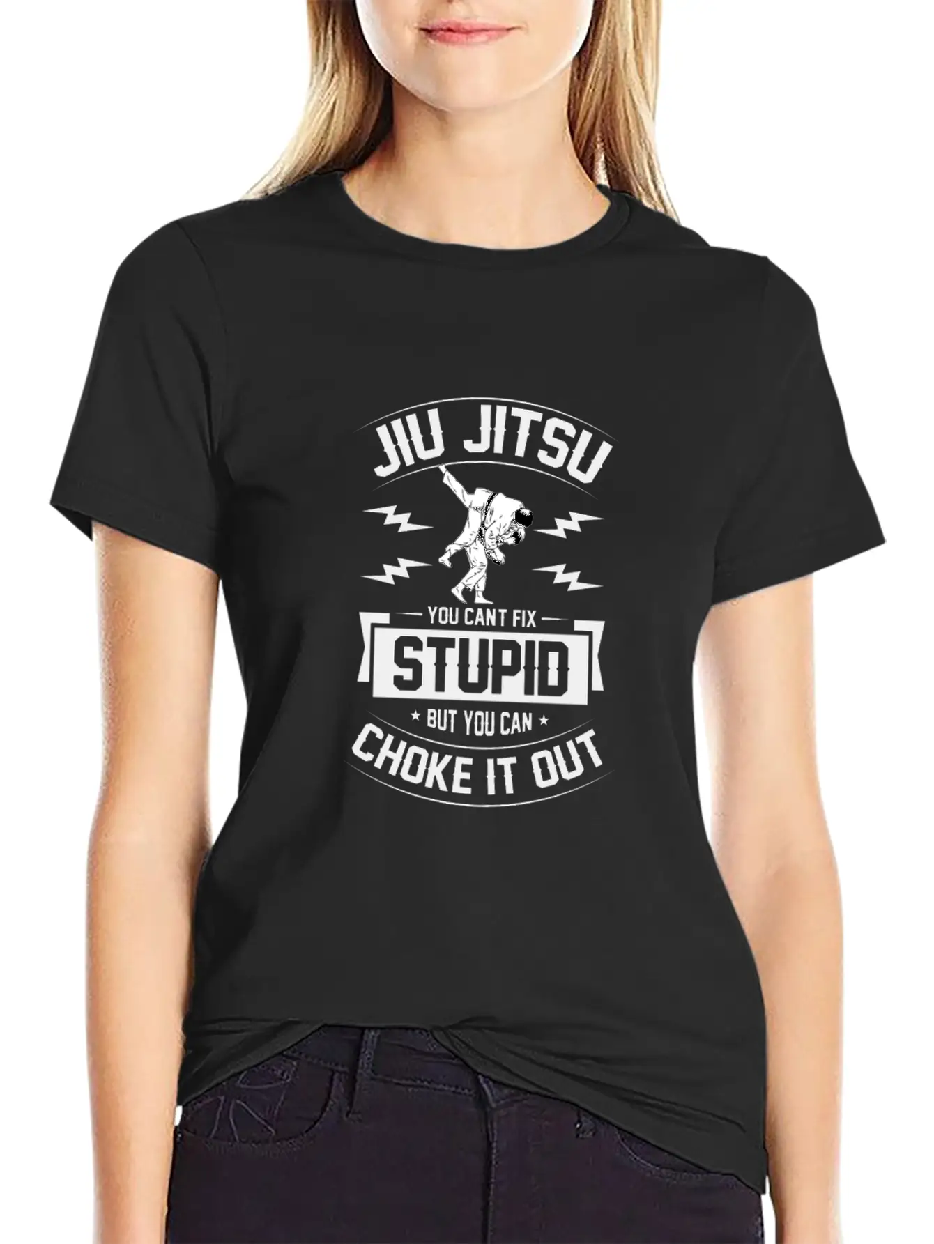 Jiu Jitsu You Can't Fix Stupid But You Can Choke I Timeless Short Sleeve Tee – Comfy And Minimalist Design