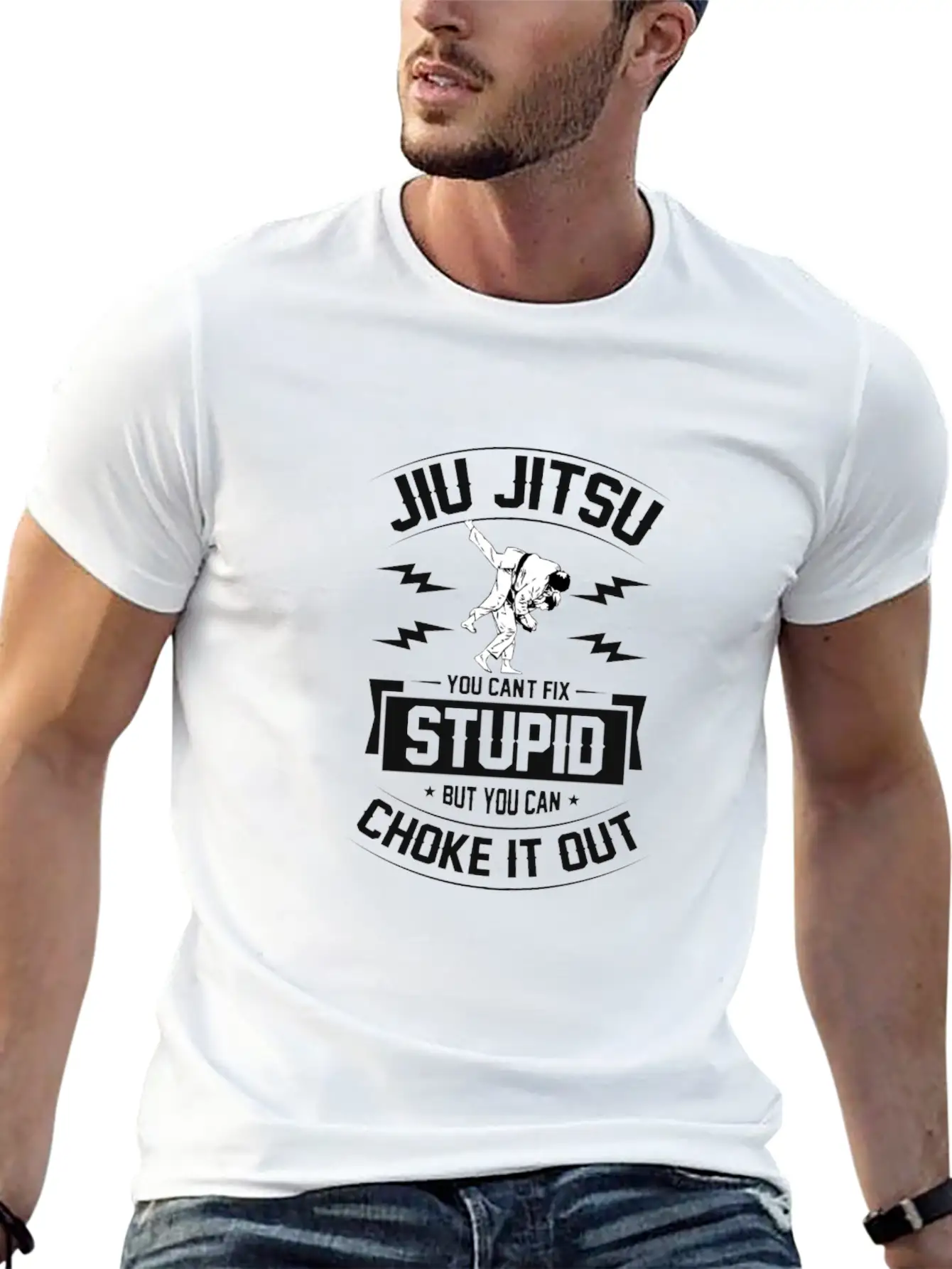 Jiu Jitsu You Can't Fix Stupid But You Can Choke I Timeless Short Sleeve Tee – Comfy And Minimalist Design