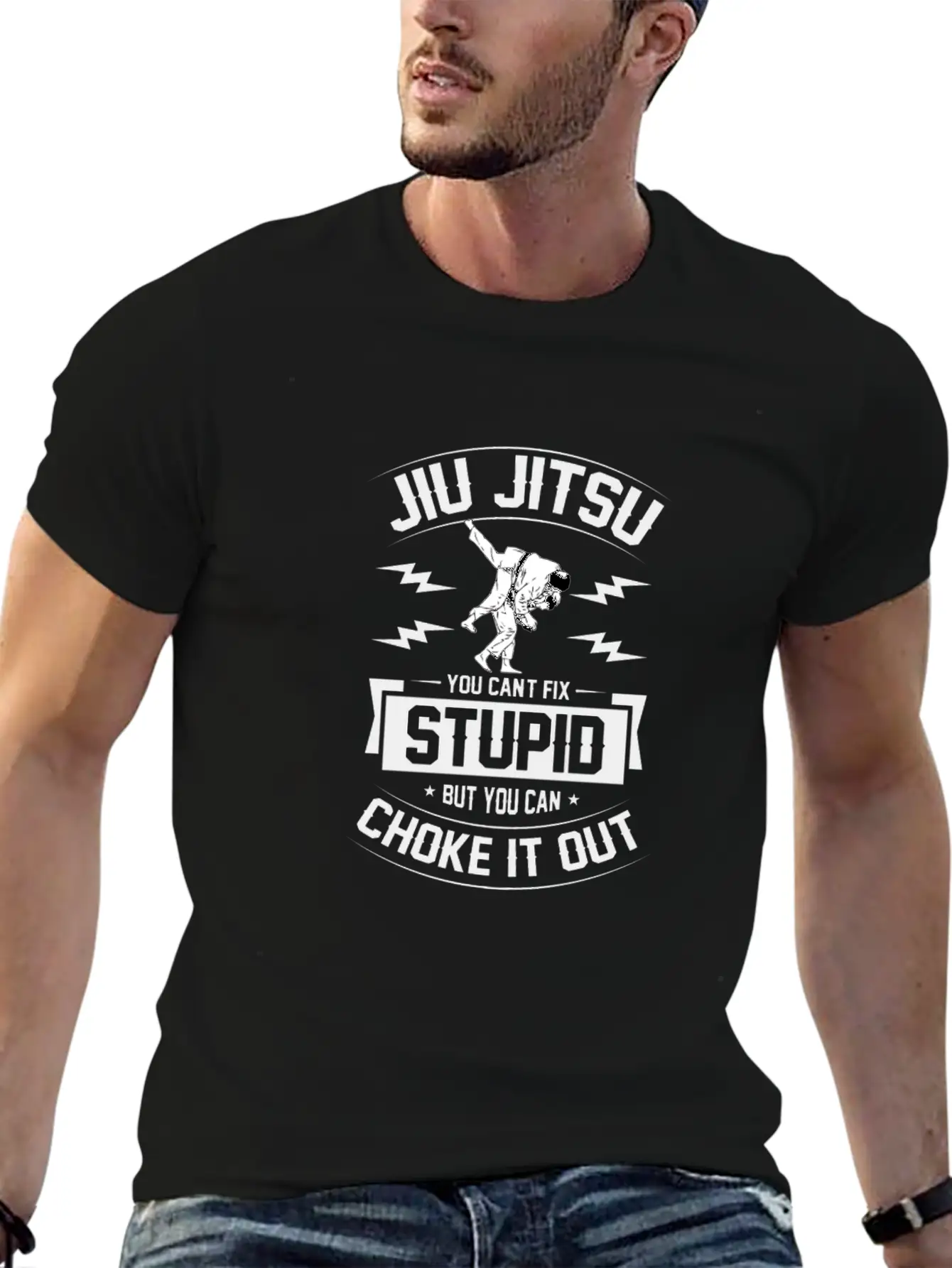 Jiu Jitsu You Can't Fix Stupid But You Can Choke I Timeless Short Sleeve Tee – Comfy And Minimalist Design