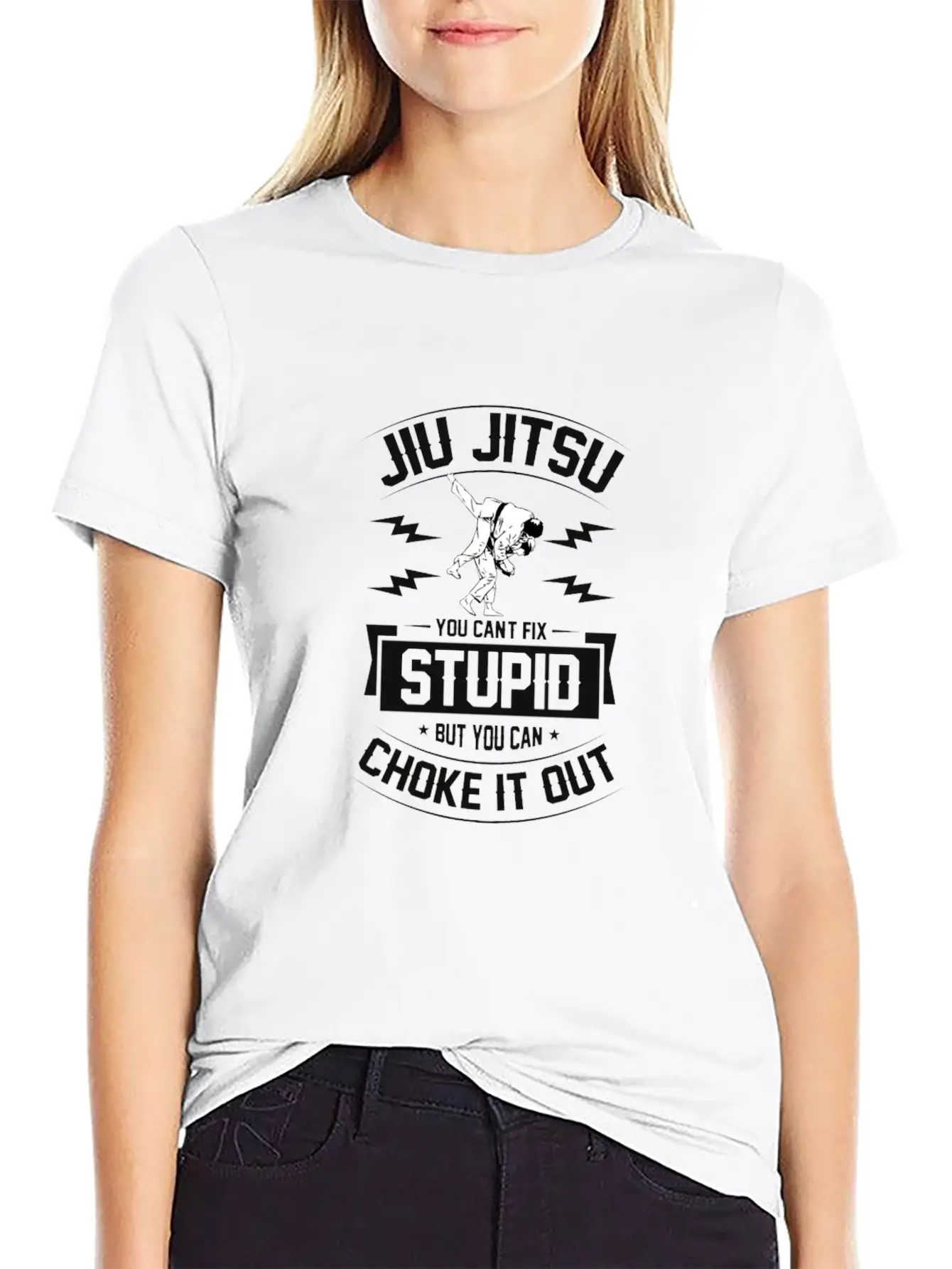Jiu Jitsu You Can't Fix Stupid But You Can Choke I Timeless Short Sleeve Tee – Comfy And Minimalist Design