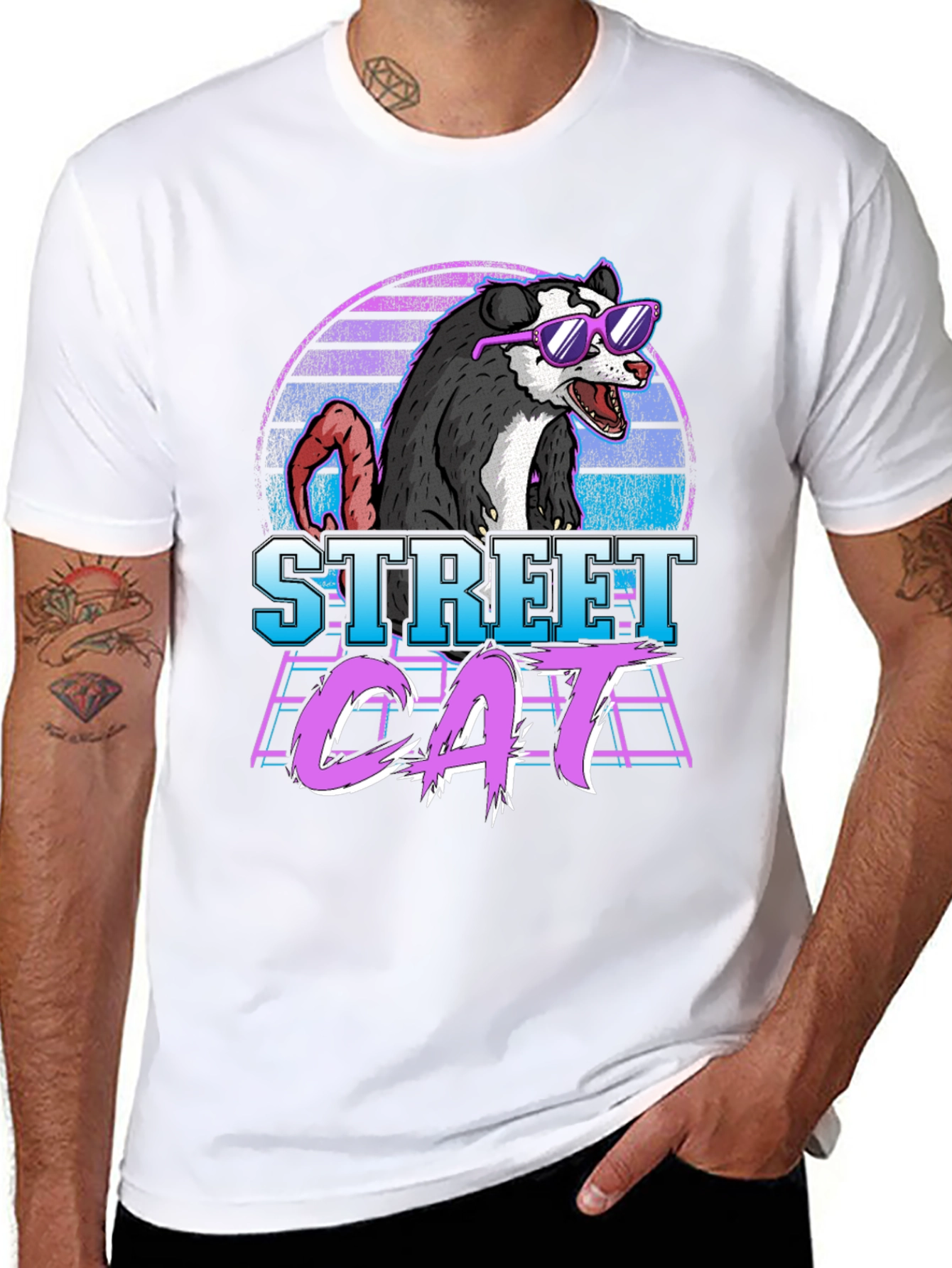 Street Cat Graphic Tee - Opossum in Sunglasses