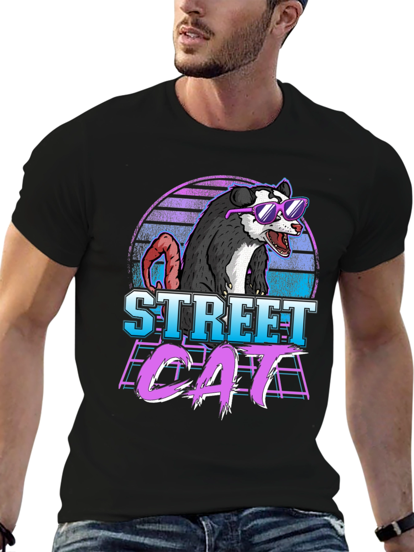 Street Cat Graphic Tee - Opossum in Sunglasses