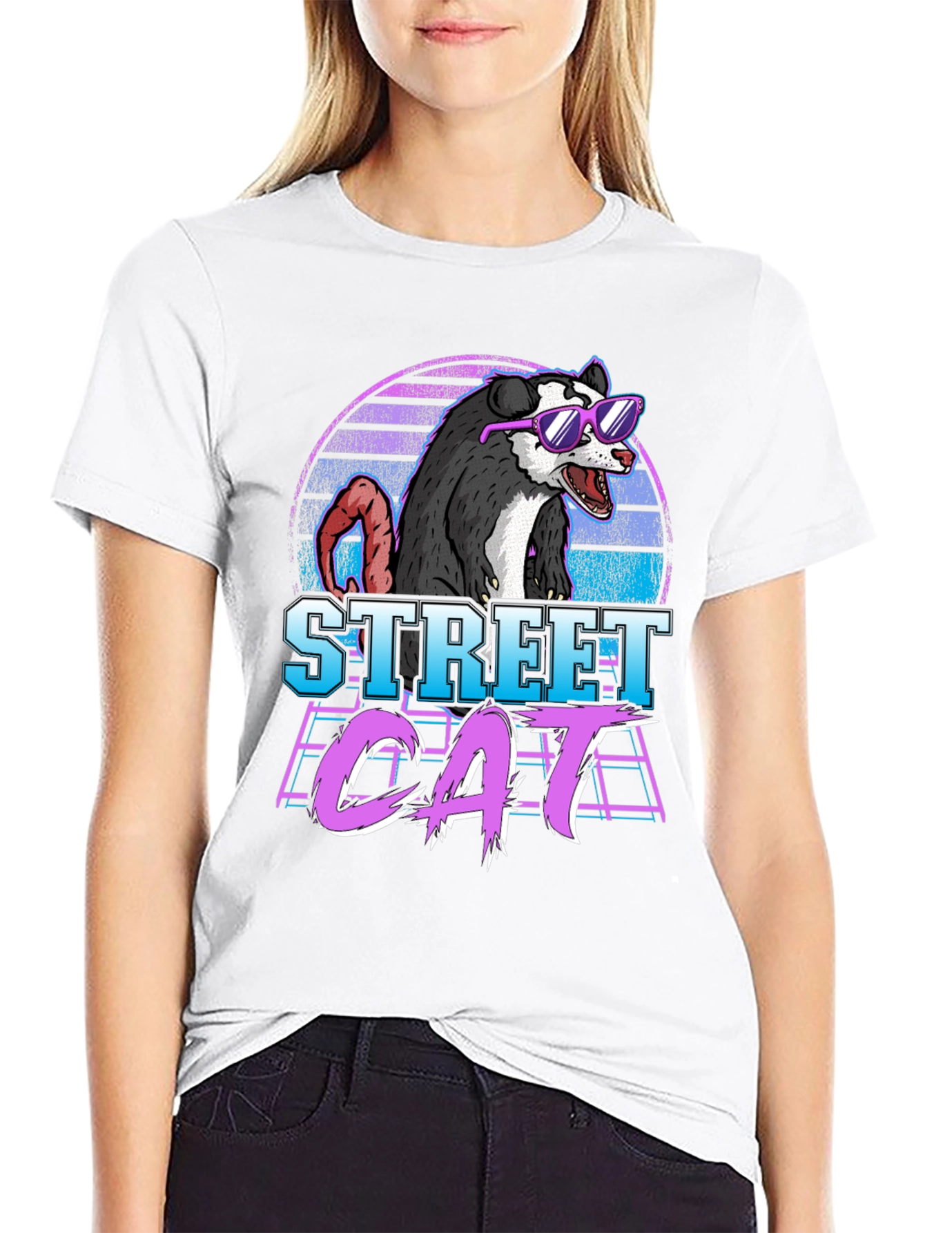 Street Cat Graphic Tee - Opossum in Sunglasses
