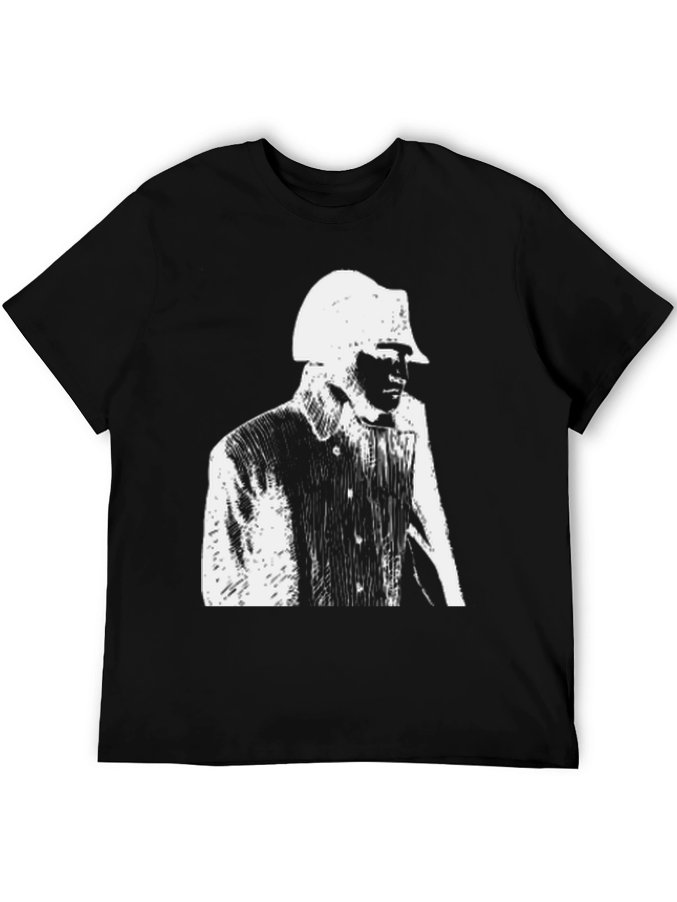 Black T-Shirt with Film Noir Detective Print