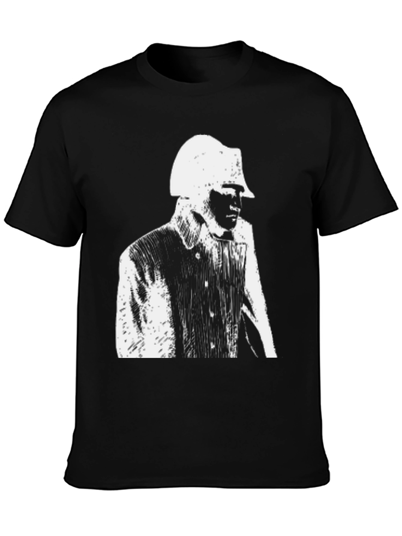 Black T-Shirt with Film Noir Detective Print