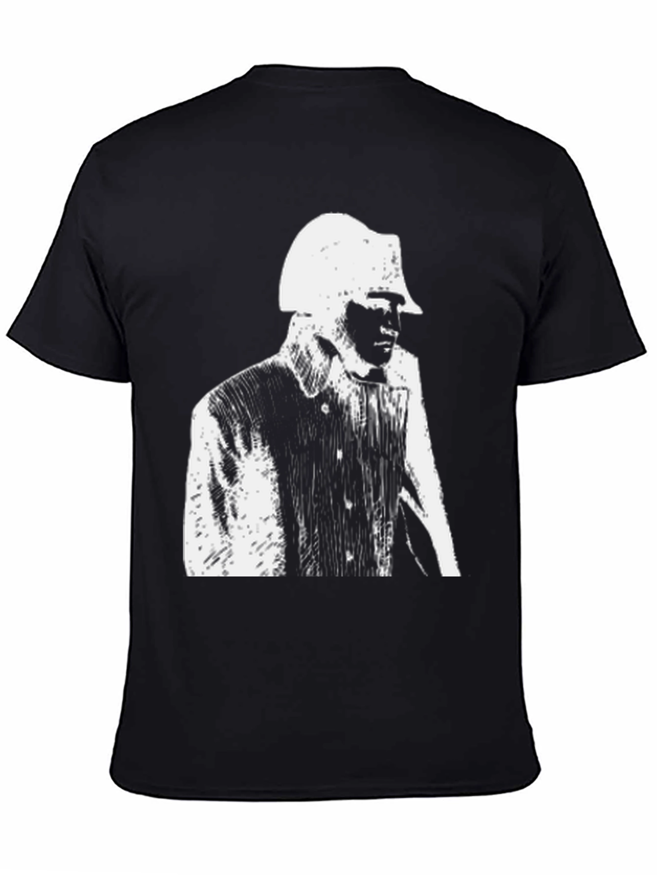 Black T-Shirt with Film Noir Detective Print