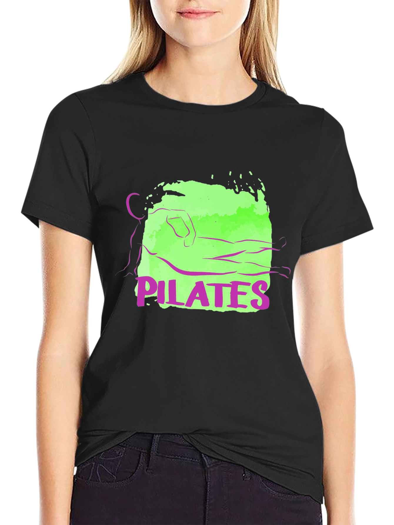 Pilates Graphic Tee - Black Cotton T-Shirt