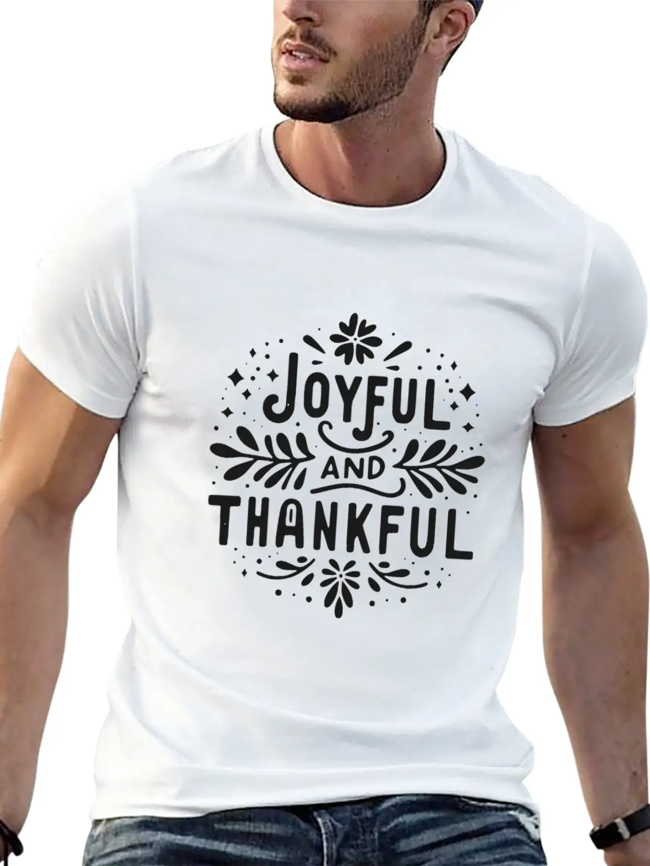 Joyful And Thankful Essential Unisex Summer Tee – Soft Cotton Casual Fit