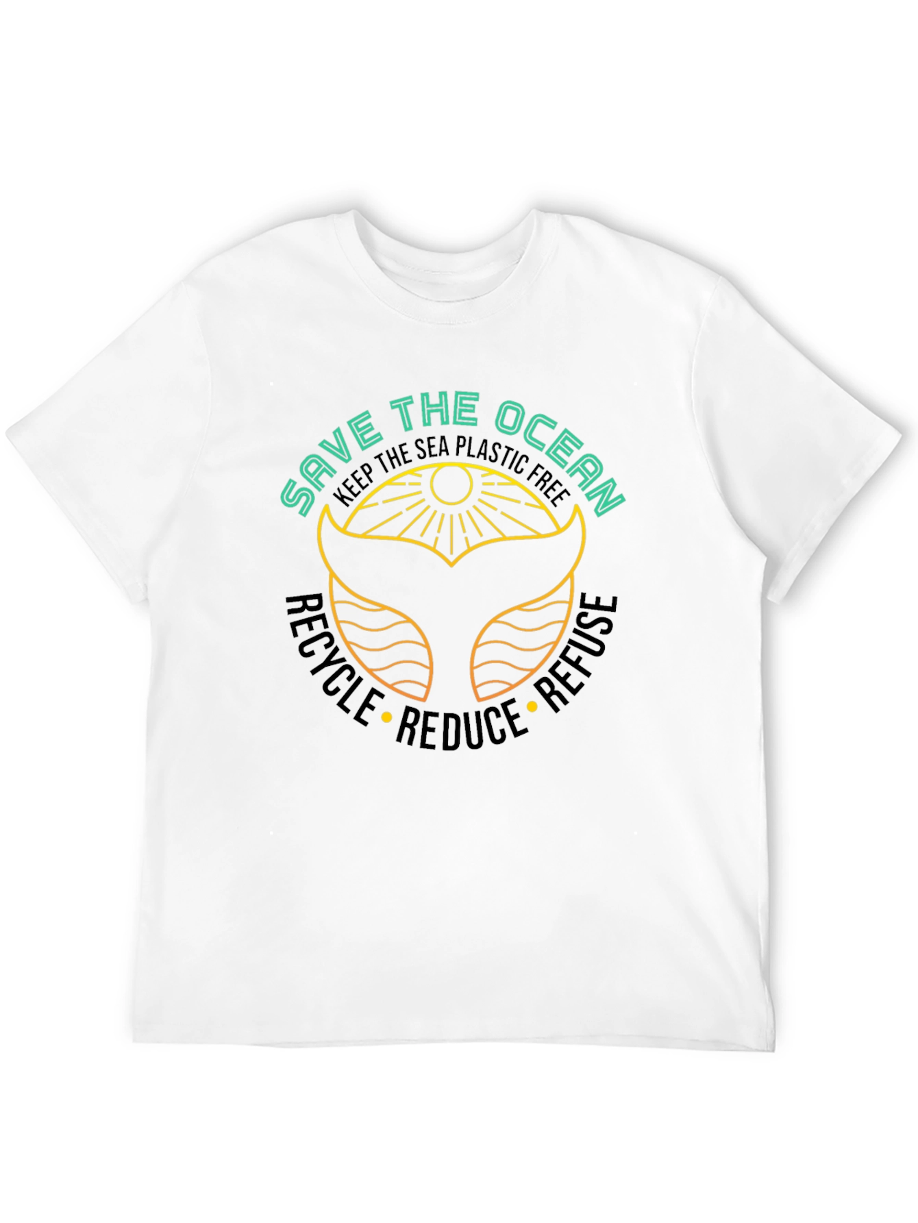 Save the Ocean Black T-Shirt - Whale Tail Graphic
