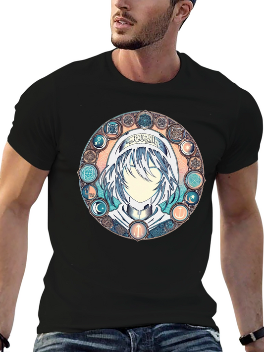 Anime Mystic Circle Graphic Black T-Shirt