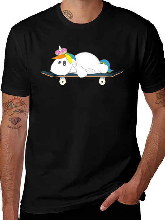 Unicorn Skateboard T-Shirt - Casual Black Tee