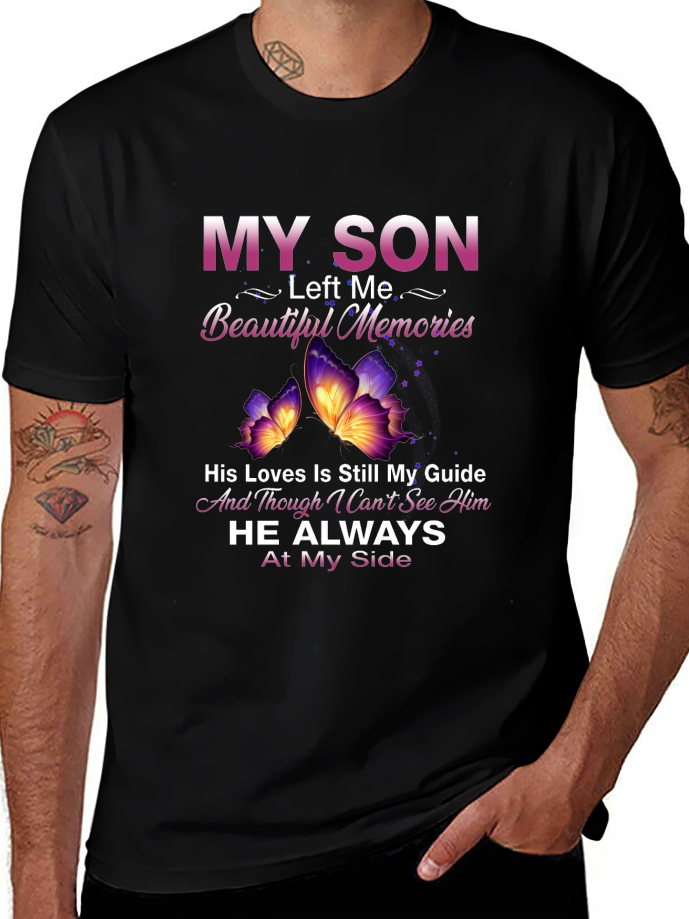 In Memory of Son T-Shirt - Butterfly Design
