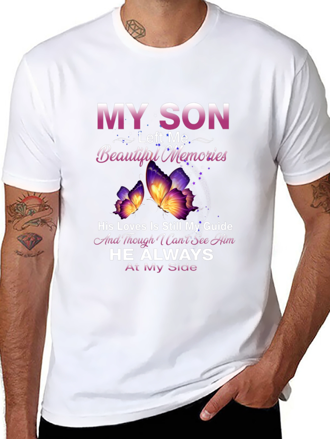 In Memory of Son T-Shirt - Butterfly Design
