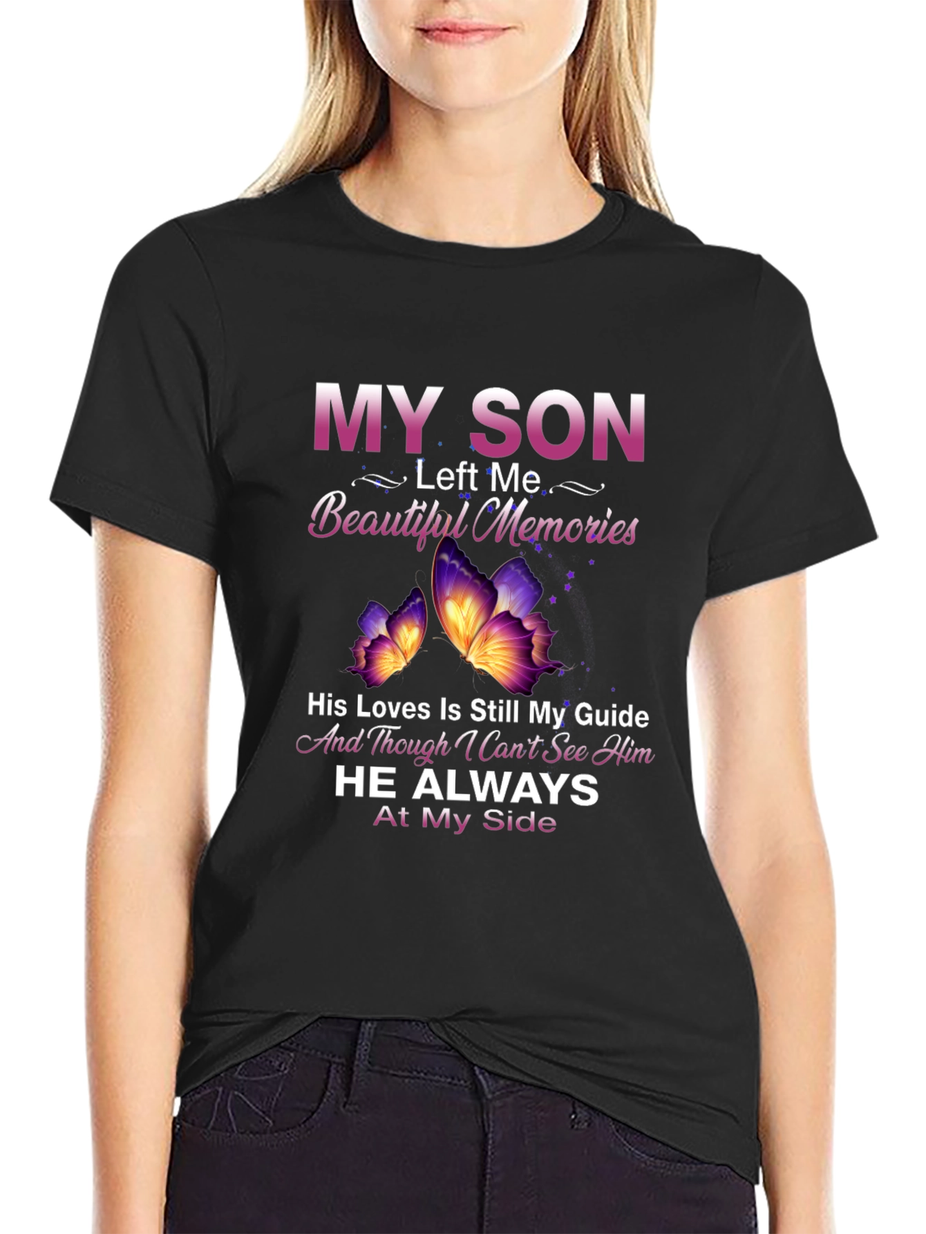 In Memory of Son T-Shirt - Butterfly Design